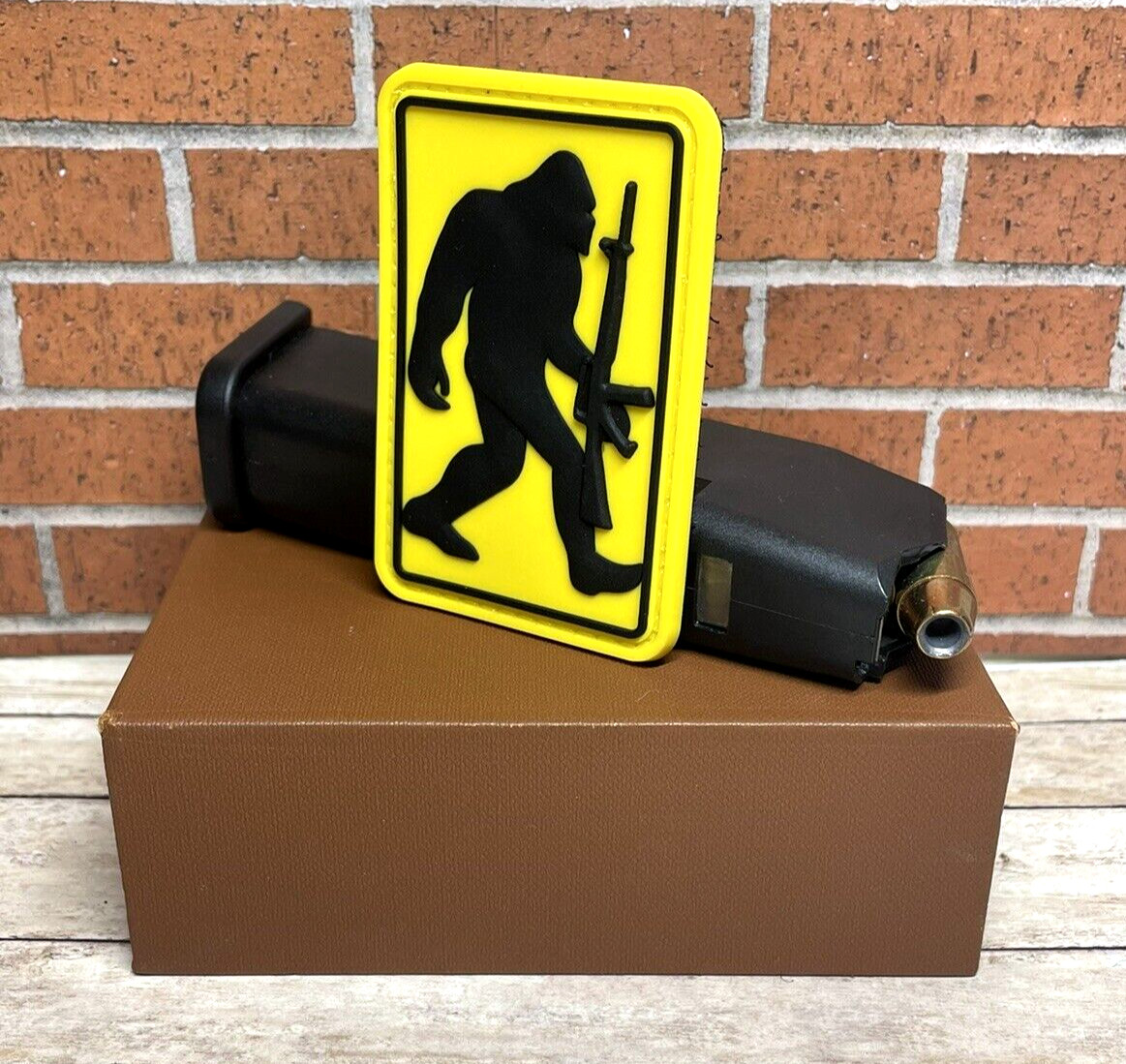 Sasquatch Bigfoot Tactical Gun PVC Patch, Morale Squatch M16 Rubber PVC Patch