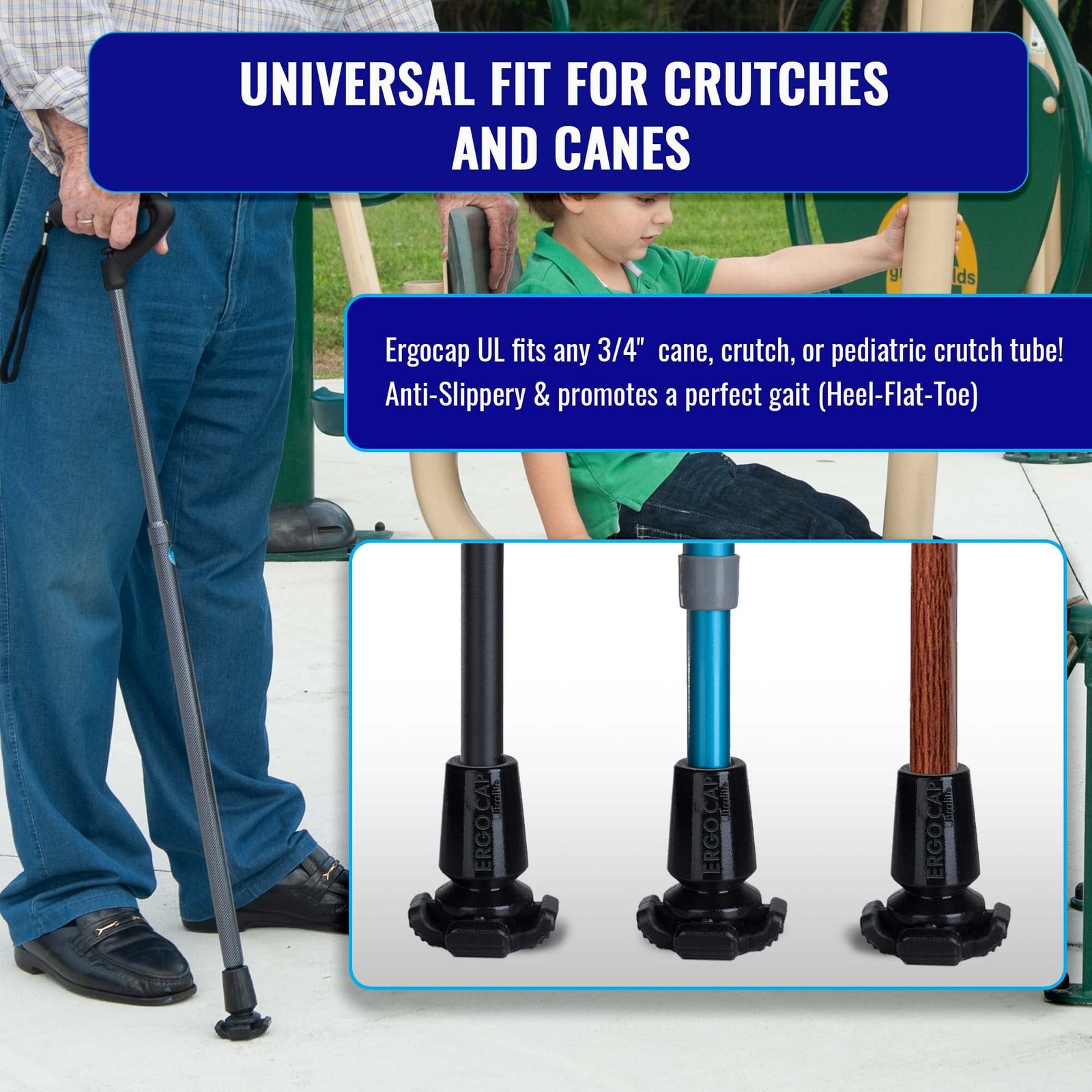® Ultralite Crutch/Cane Rubber Tip - Rubber Foot Pad for Canes/Crutches - Sta...
