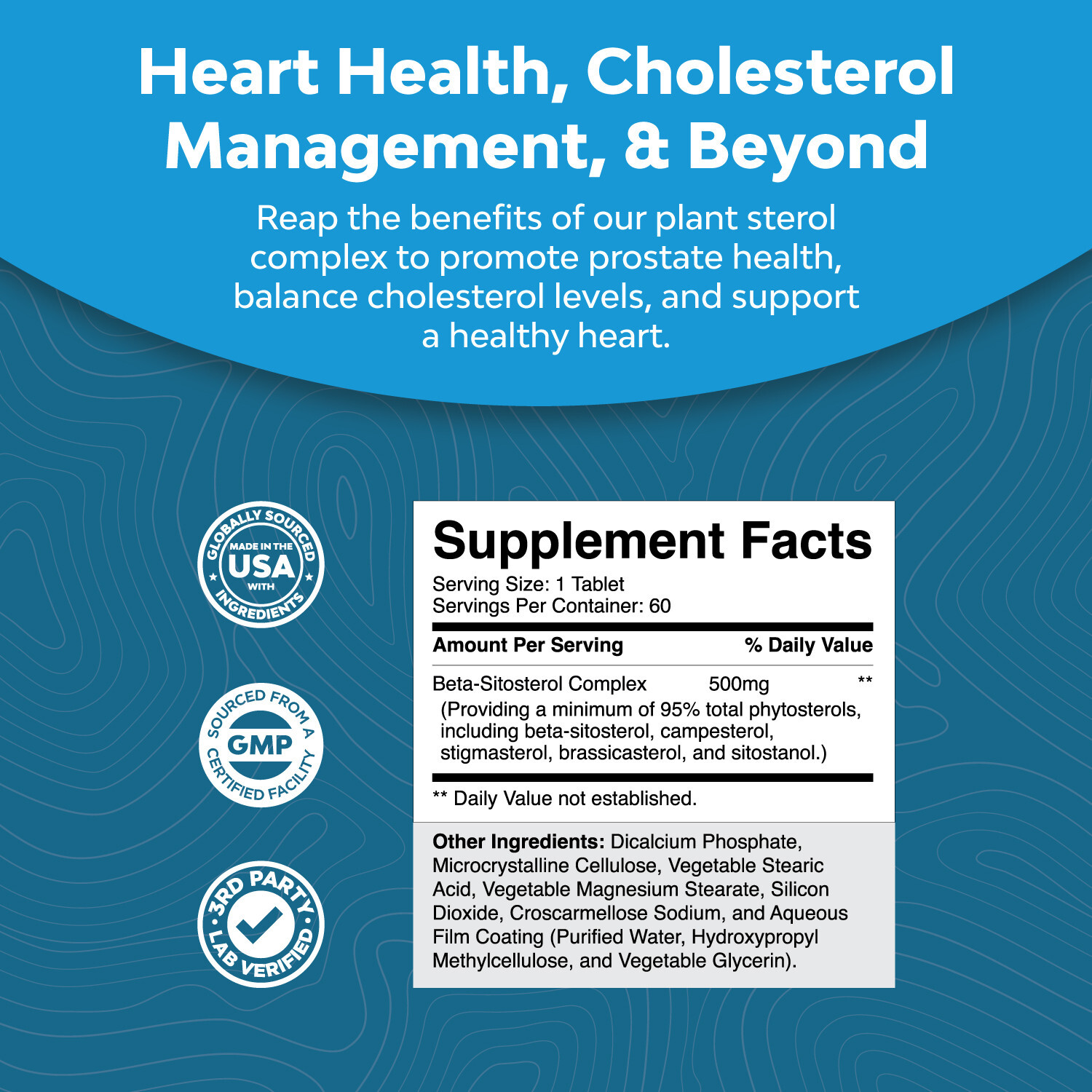 Plant Sterols Complex with Beta Sitosterol - 500mg Beta-Sitosterol Sterols