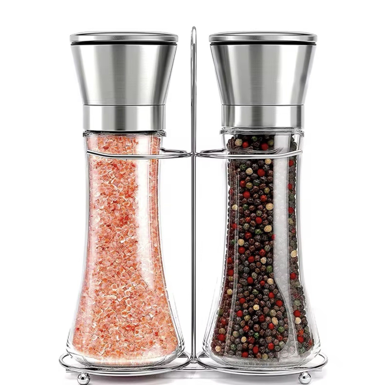 Stainless Steel Manual Pepper Grinder Glass Bottle For Salt And Pepper Grinding