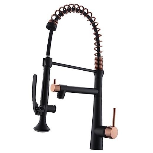 Black and Gold Kitchen Faucet with Pull Down Sprayer,Matte black gold Faucets