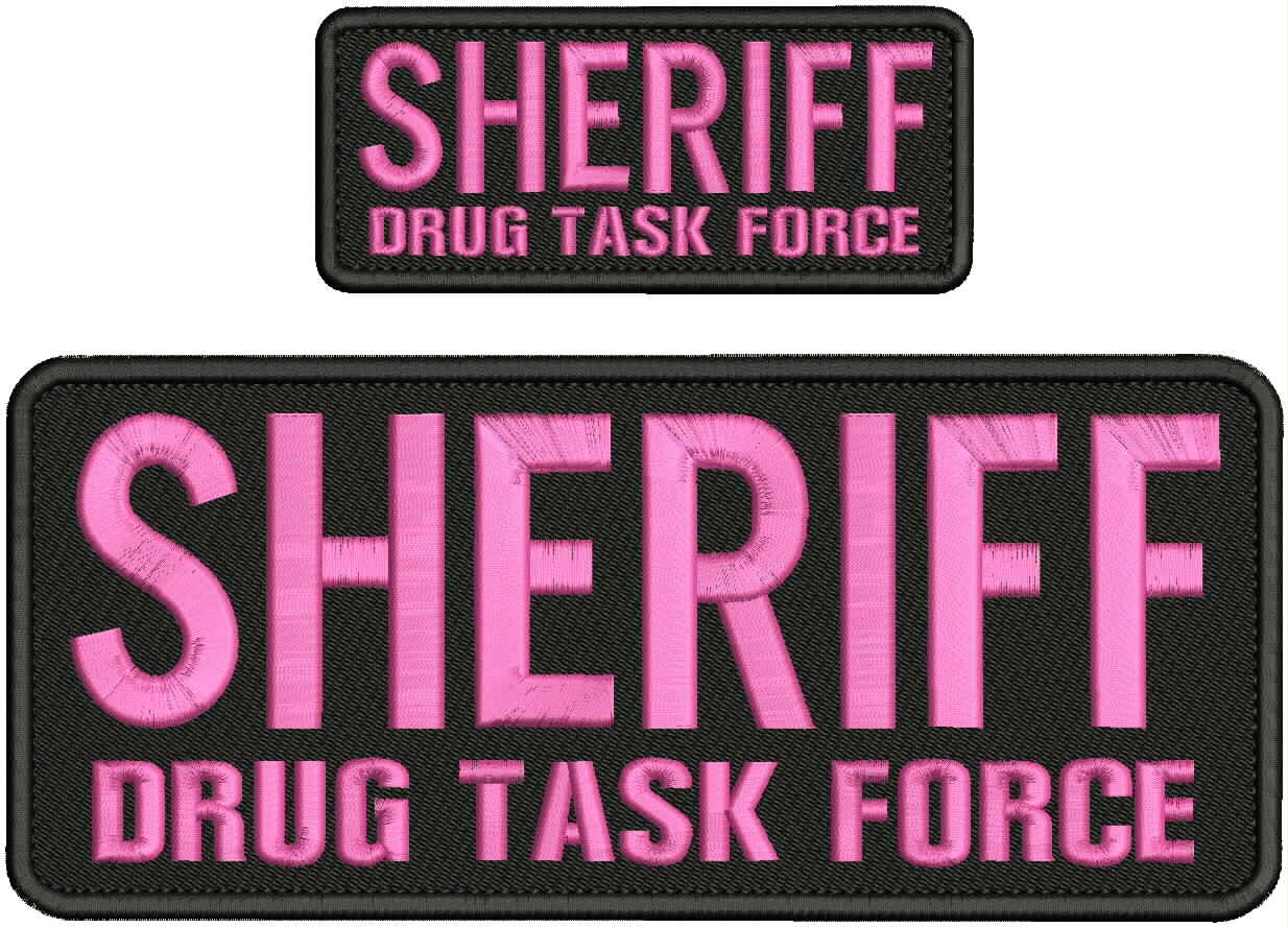 Collectible Embroidery Patch Sheriff DTF 4X10 AND 2X5 Pink On black
