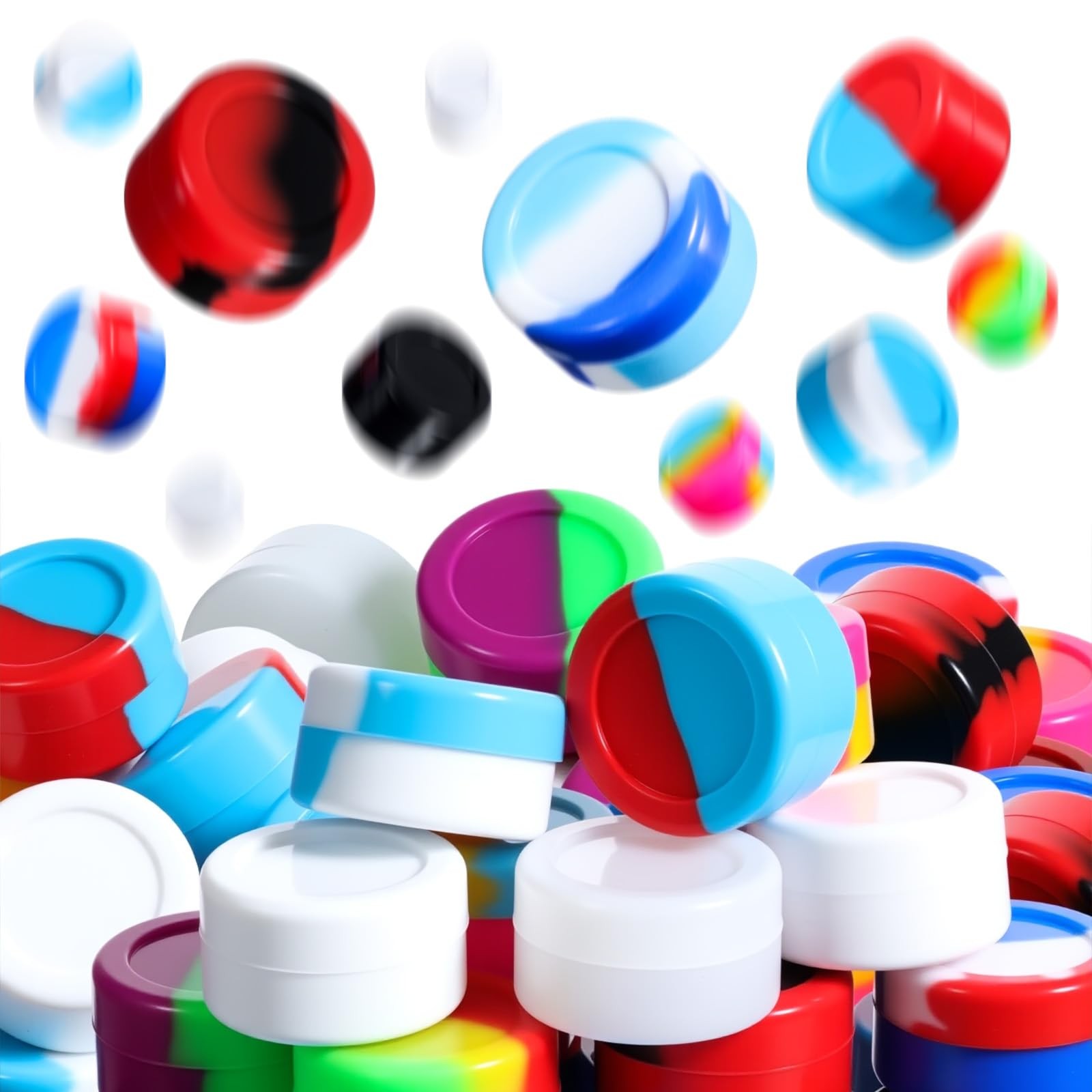 50 PCS 5ml Silicone Container NonStick Multi Use Storage Jar Assorted Color