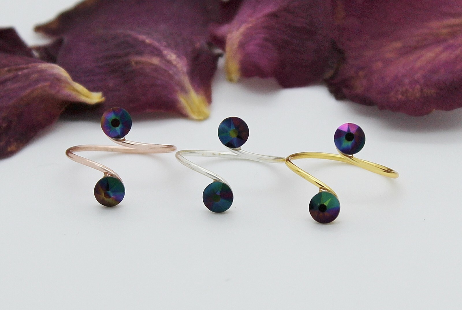 Adjustable Toe Rings Choose a Finish Rainbow Dark made with Swarovski Elements
