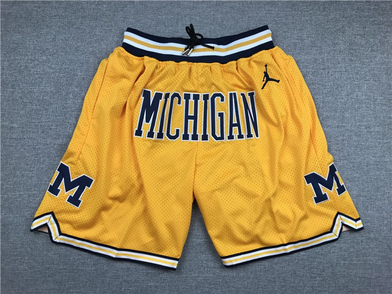 2 Colors Mens Michigan Wolverine Basketball Shorts Sport Shorts All Stitched