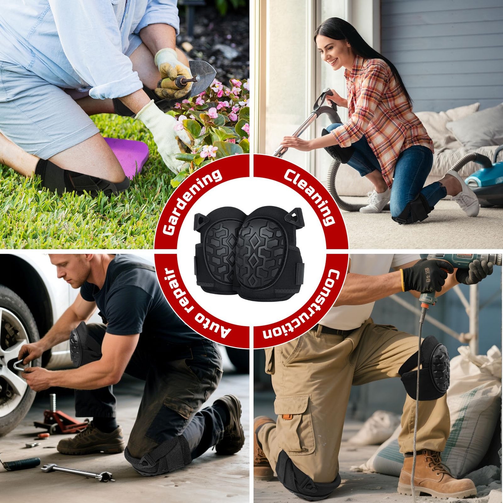 Gel Knee Pads Heavy Duty Adjustable Work Construction Pads