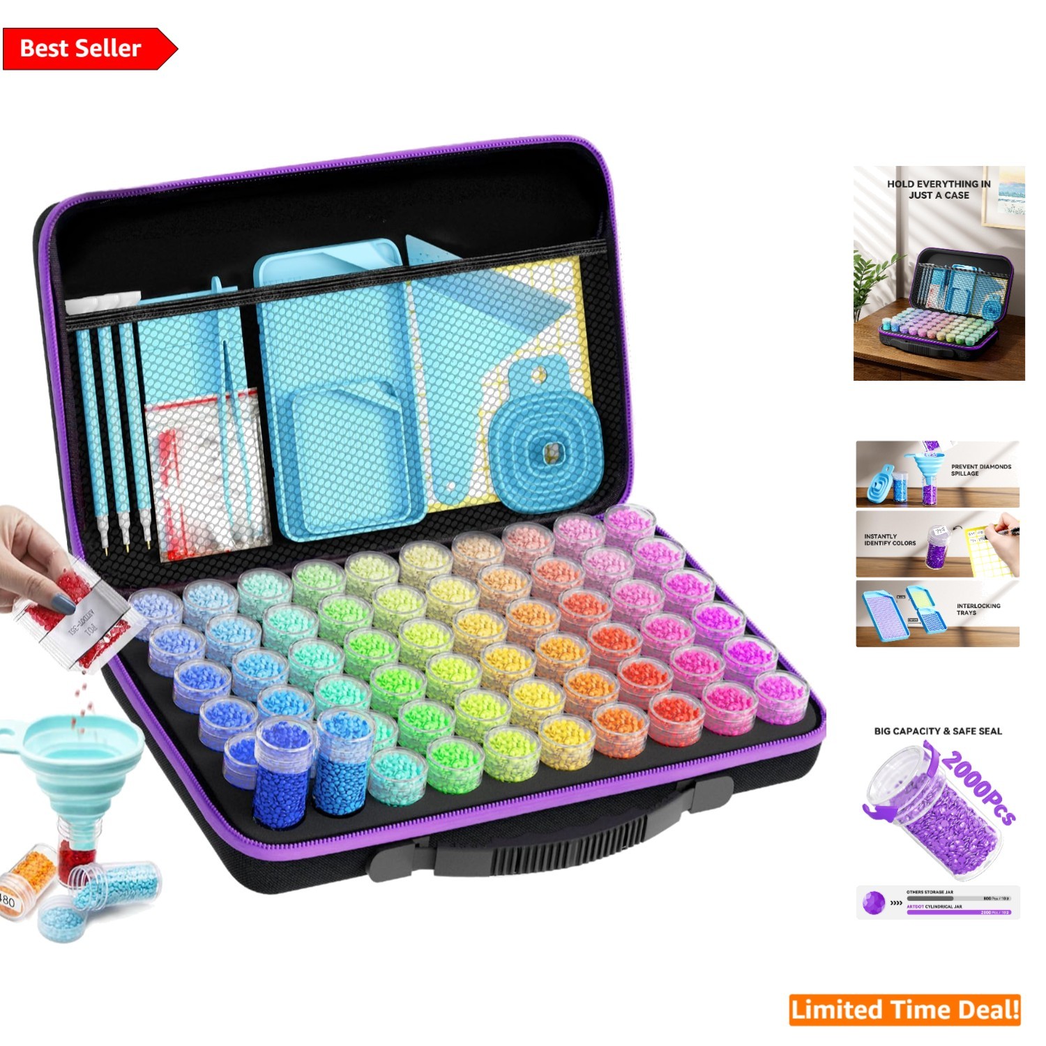 Multi-Purpose 60-Slot Container for Diamond Art Kits - Ultimate Craft Organizer