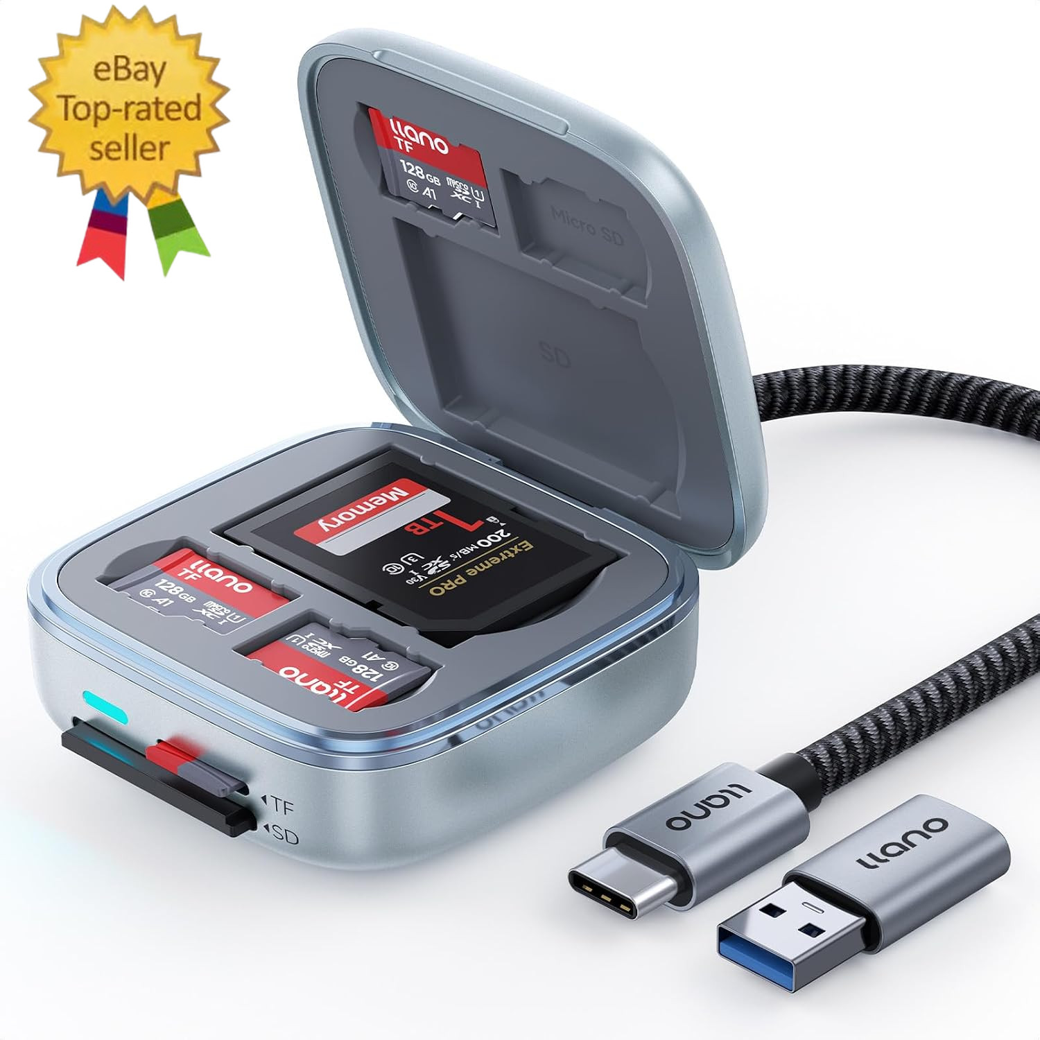 Micro SD Card Reader Case, TF 4.0 Memory Card Reader Holder(5Gbps) | UHS-II 6-Sl