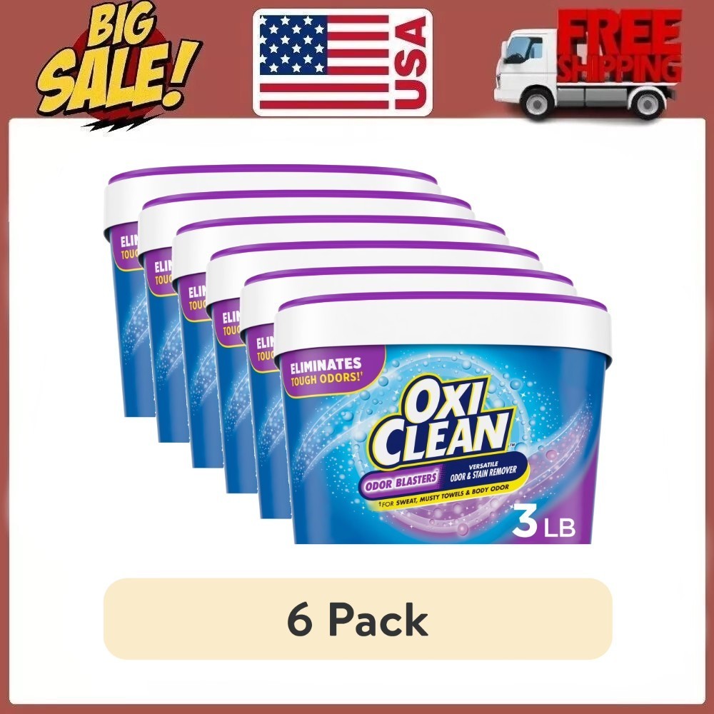 6 Pack OxiClean Odor Blasters Laundry Stain Remover Powder 3 lb Each (Total 9lb)