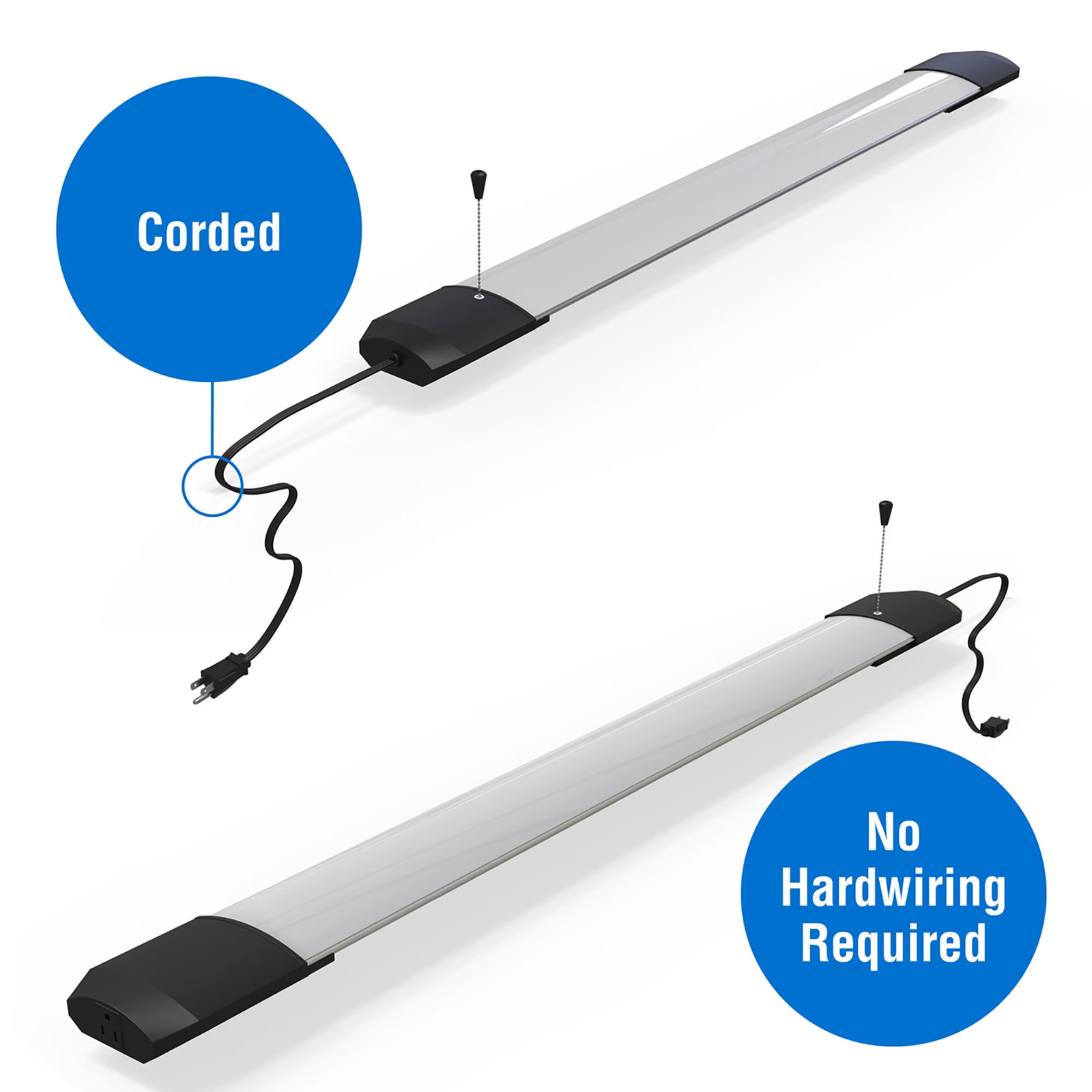 (2 pack) Hyper Tough 5500 Lumen 4ft Linkable LED Shop Light