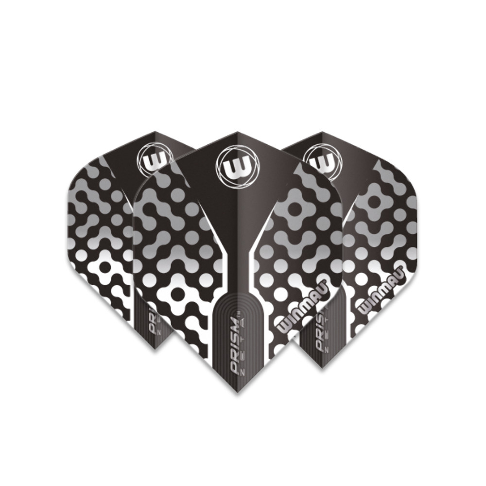 Winmau Prism Zeta Standard Dart Flight - Black, White & Grey