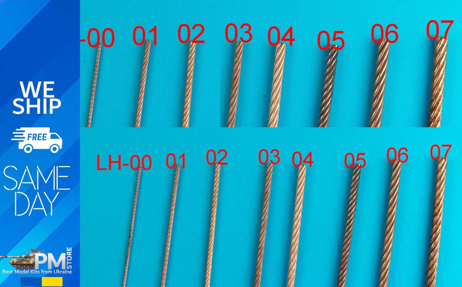 Eureka LH-03 0.9mm Metal Copper Wire Rope for AFV Kits 50cm