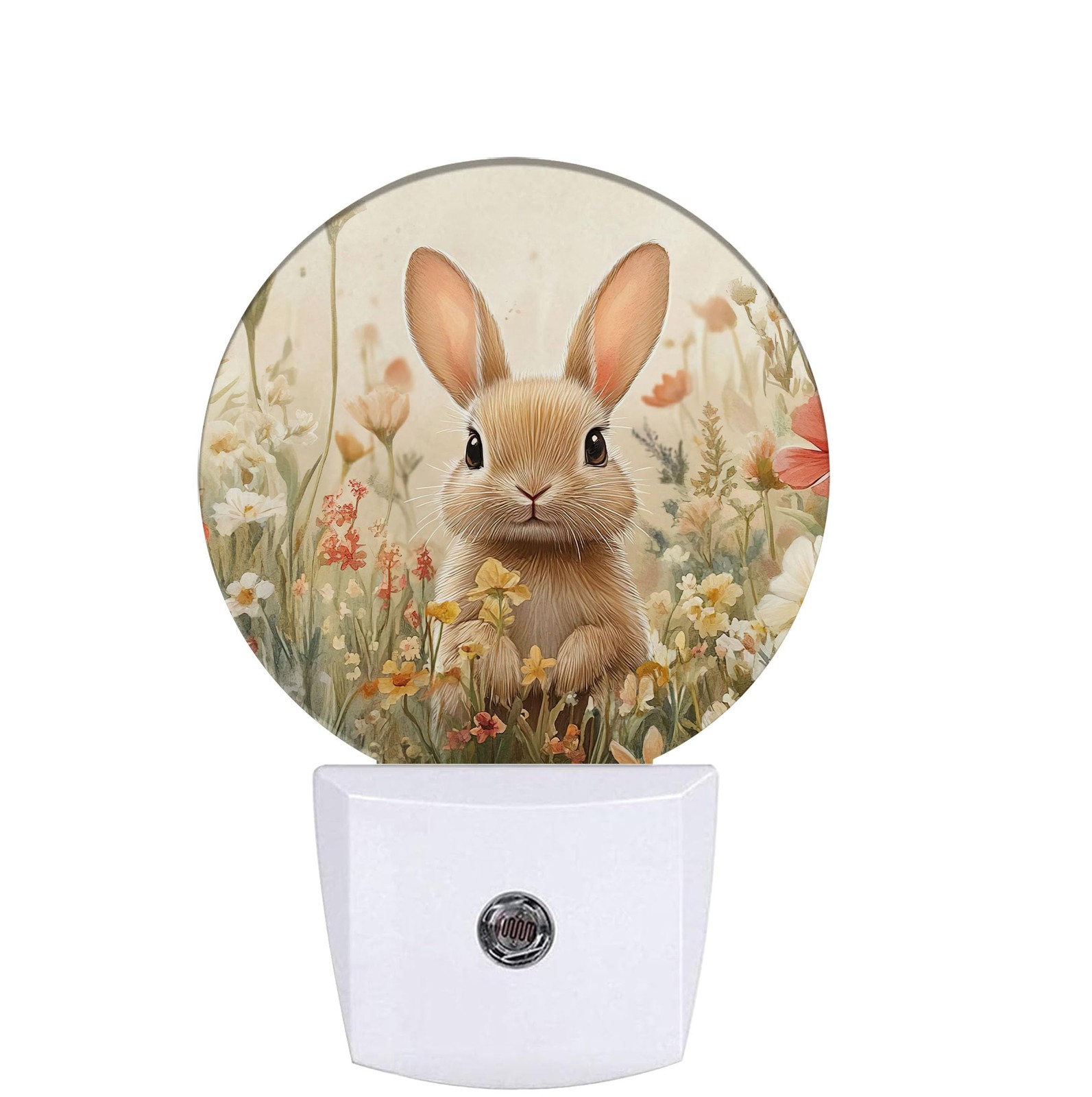 1 PCS Cute Rabbit Night Light DuskToDawn Sensor Spring Wildflowers PlugIn