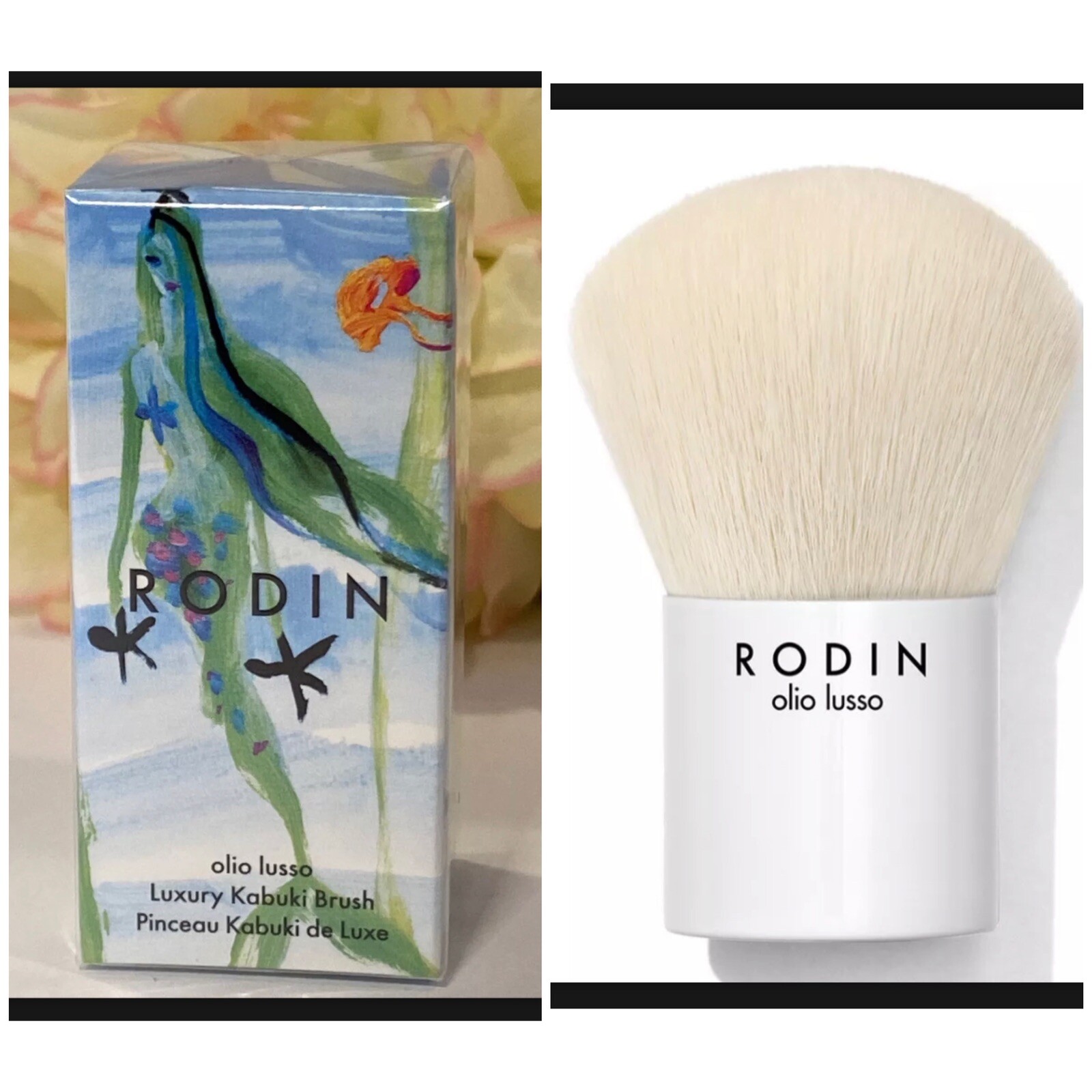 RODIN OLIO LUSSO LUXURY KABUKI BRUSH - White Cashmere Blush Makeup NEW SEALED