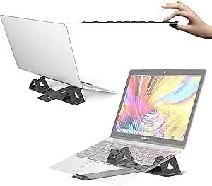 Magnetic Adjustable Travel Laptop Stand Compact, Foldable Laptop Riser on the Go