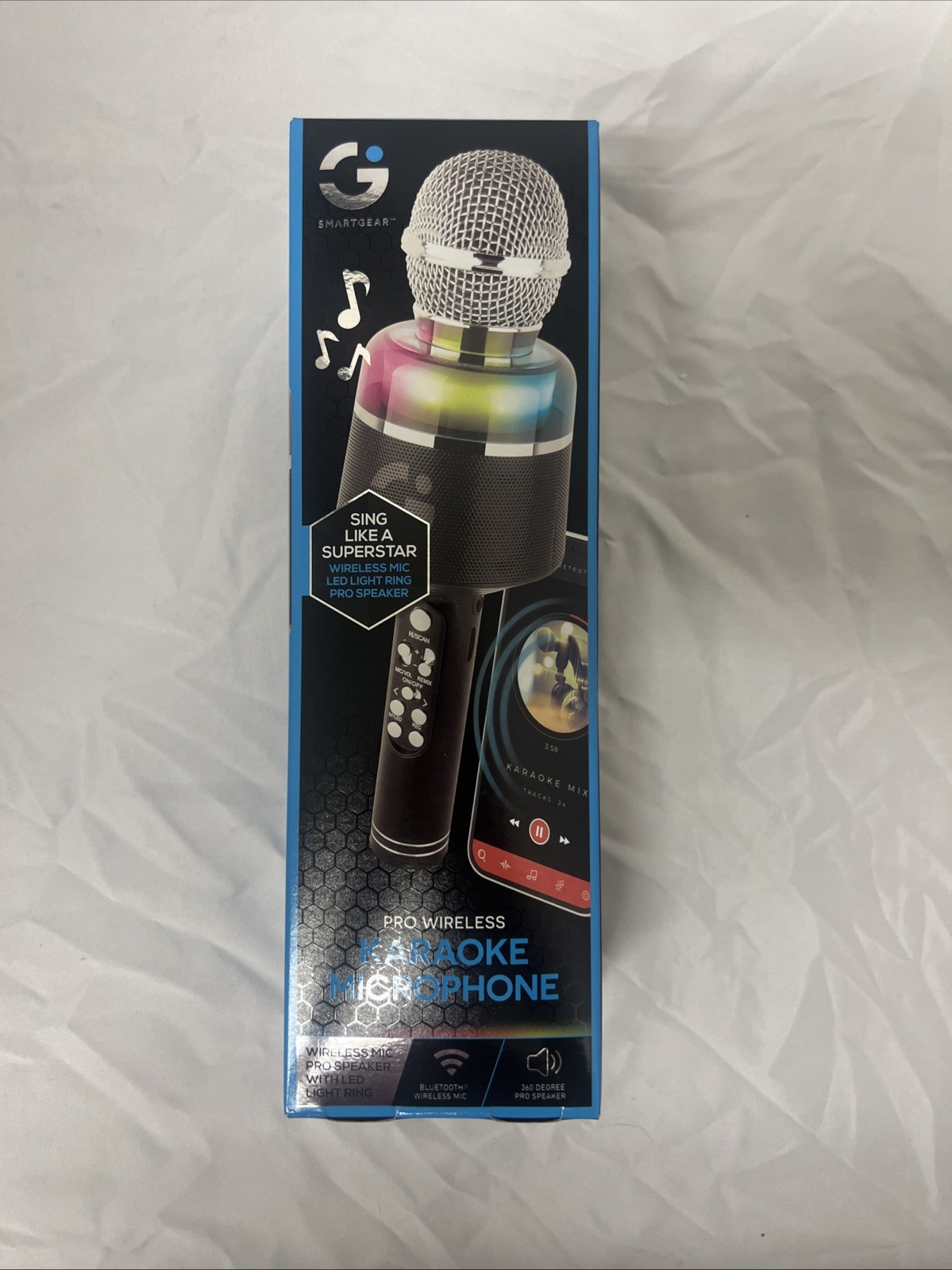 Smartgear Pro Wireless Karaoke Mic Bluetooth LED Light Ring USED In Open Box -