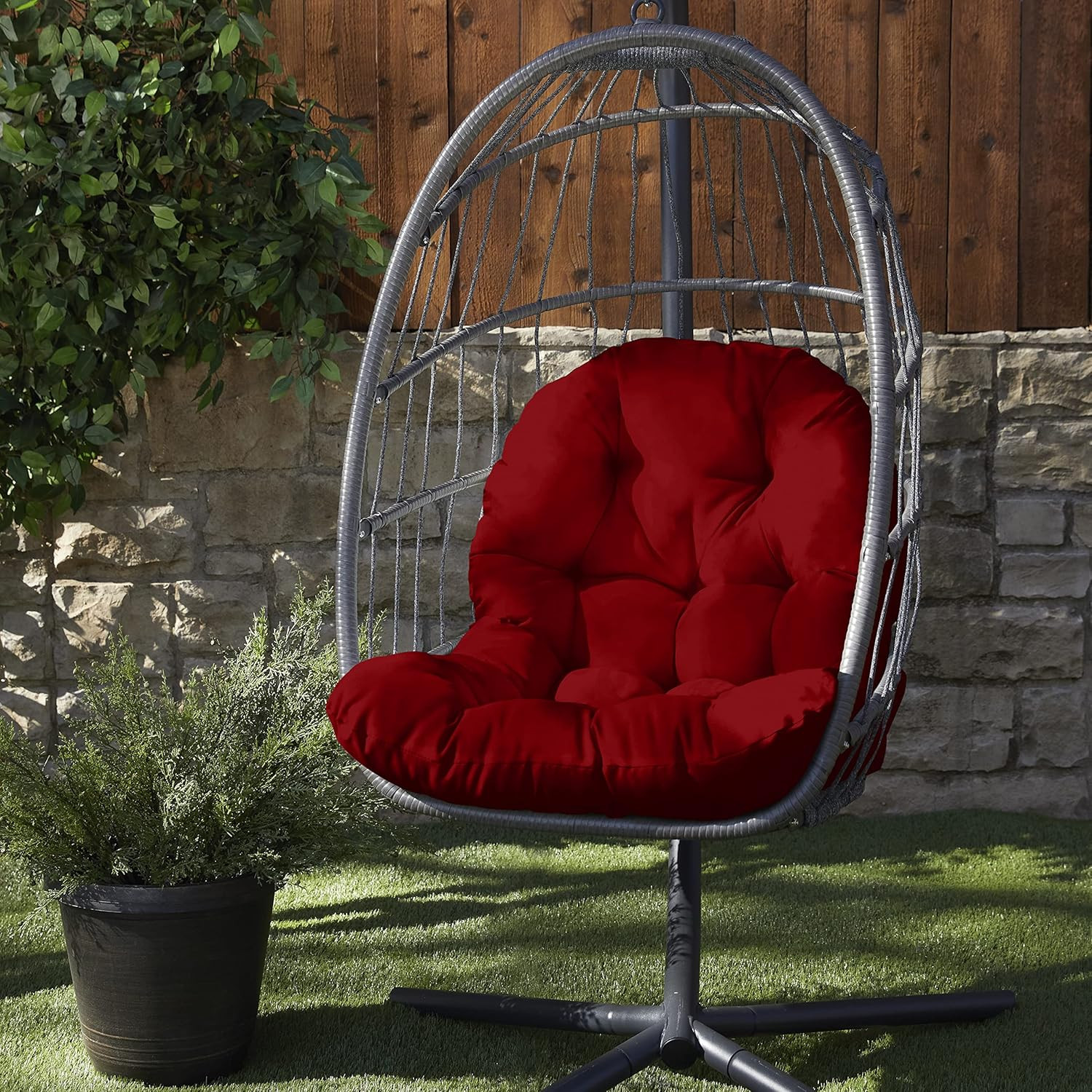 Egg Chair Cushion, 1 Count (Pack of 1), Crimson