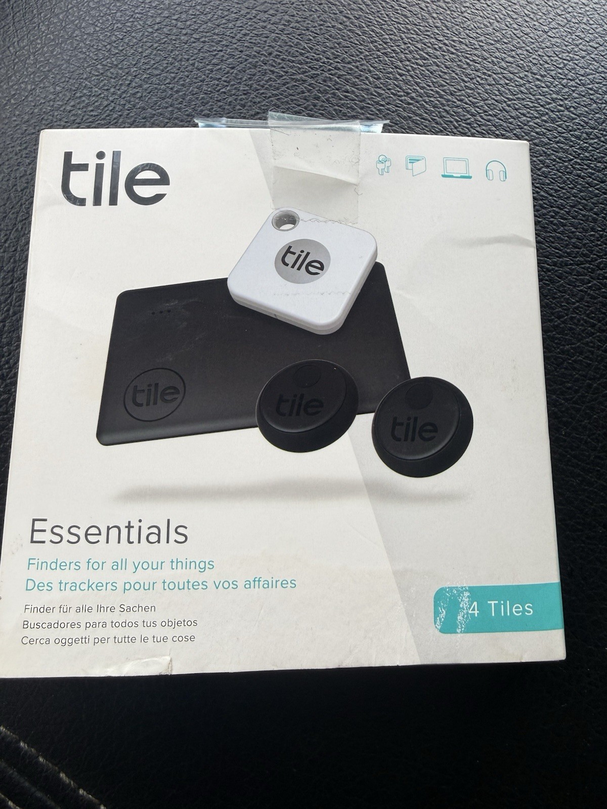 Tile Essentials Bluetooth Tracker 4 Pack OS Black White RE-24004
