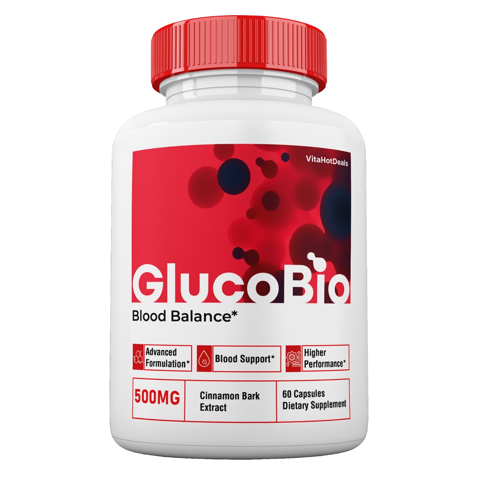 GlucoBio Blood Support Capsules, Max Strength, Gluco Bio Capsules (2 Pack)