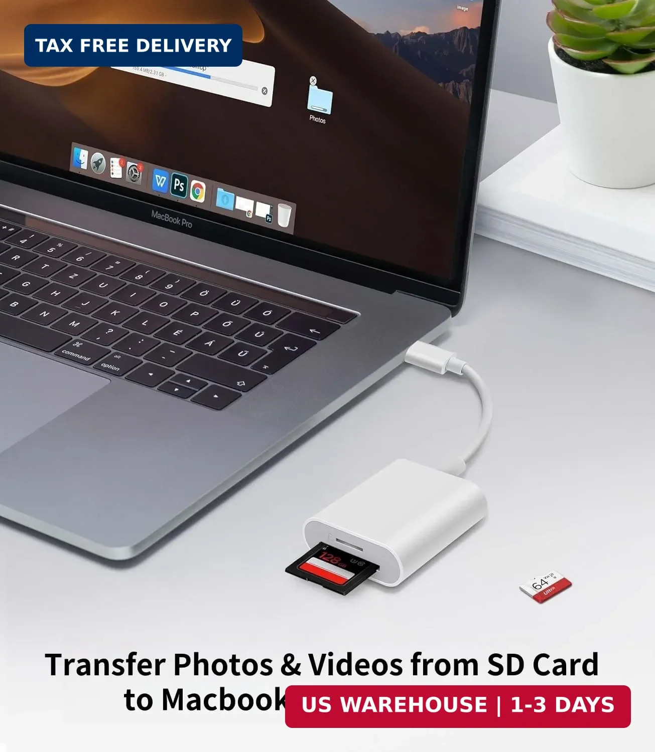 USB C SD Card Reader for iPhone 17/16/15 Series, USB-C to SD/Micro SD Memory Car