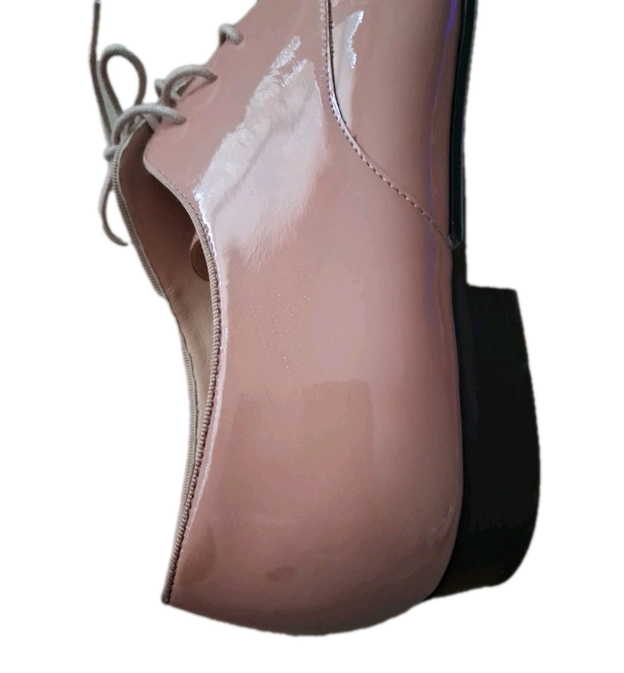 J Crew Patent Leather Oxford Shoes Grosgrain Trim Soft Salmon Pink Sz 10 1/2