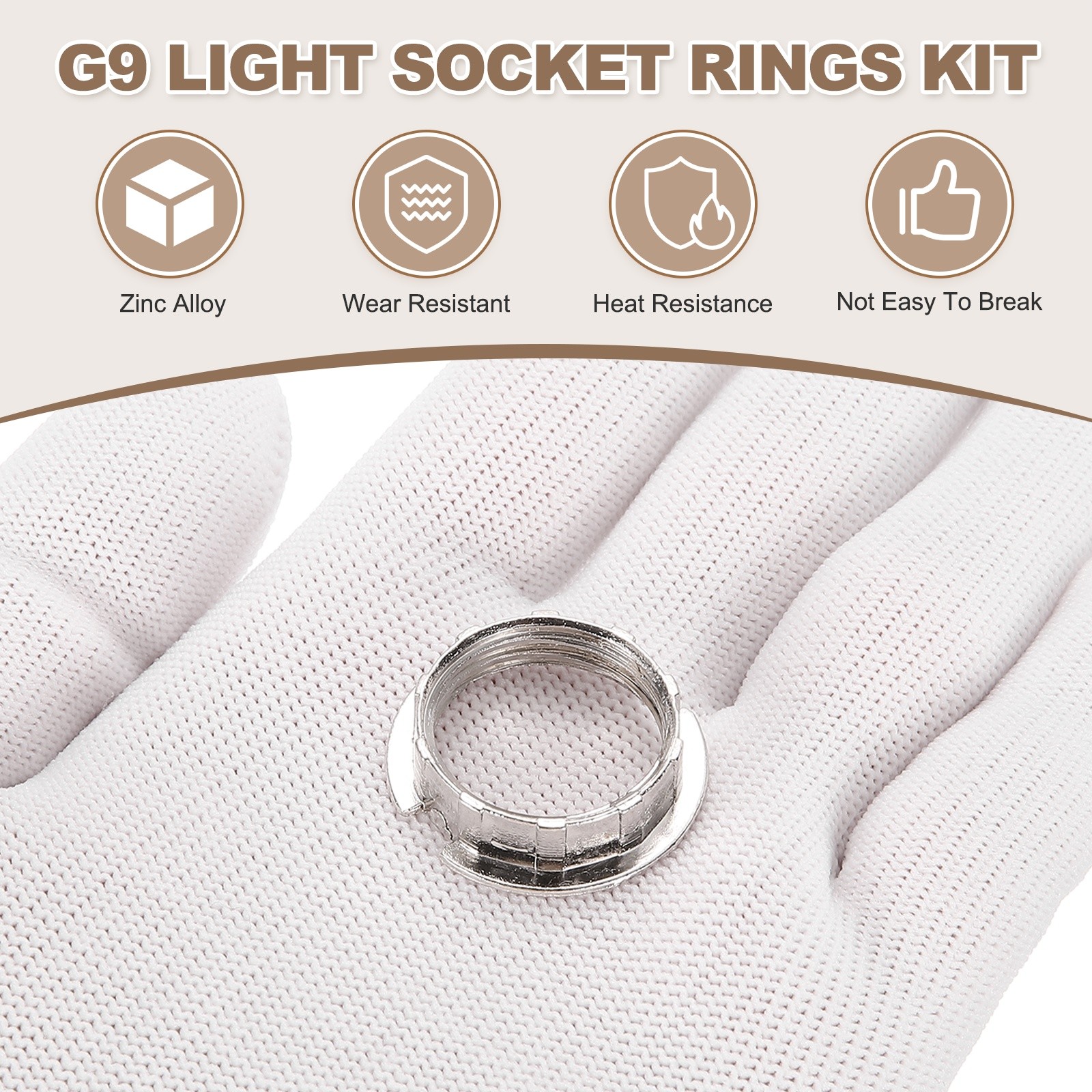 3 Pcs G9 Light Socket Rings Metal for 3/4in Thread Diameter G9 Socket(Small)