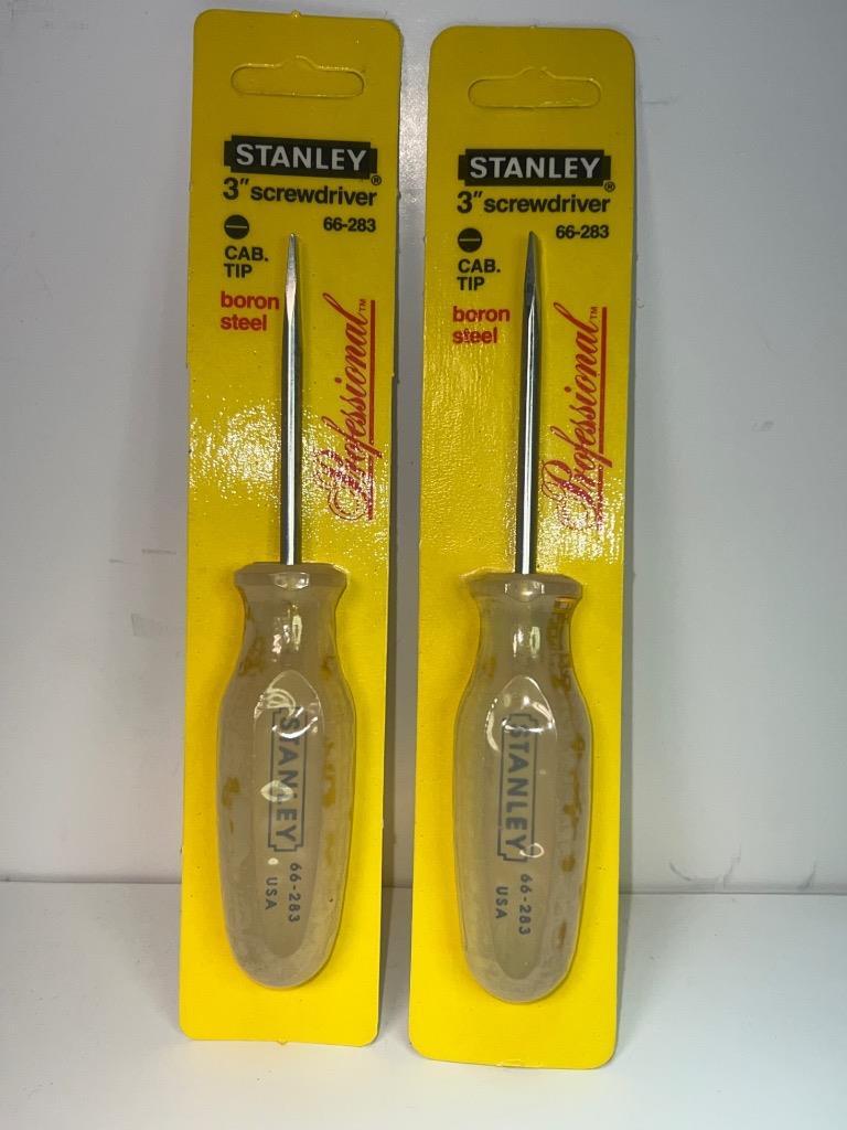 2 NOS 1987 USA Made Stanley Professional 3"  Slot Screwdriver 66-283 BORON Steel