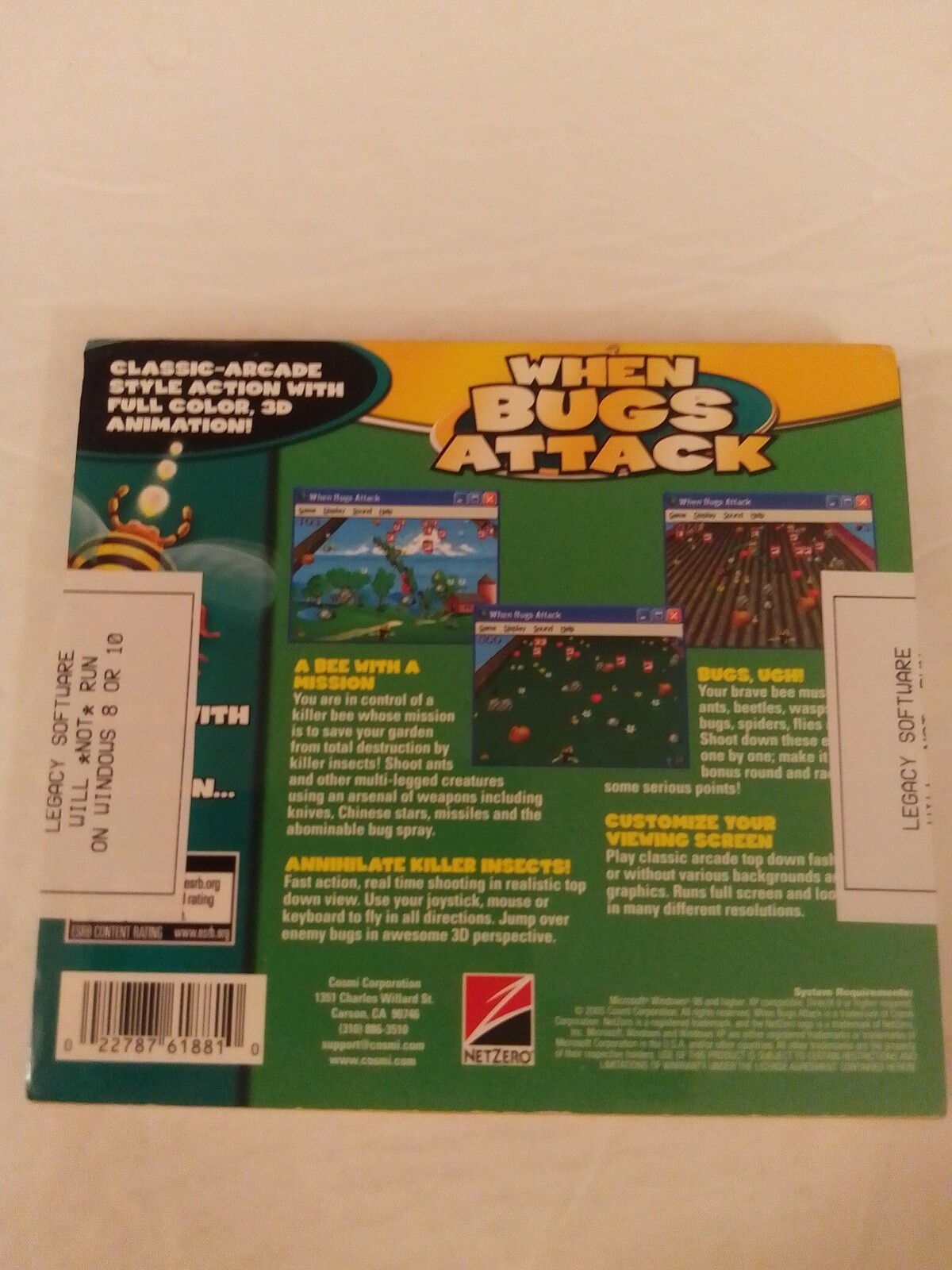 Cosmi Software When Bugs Attack Arcade Style Game For Windows 98 to ME Sealed
