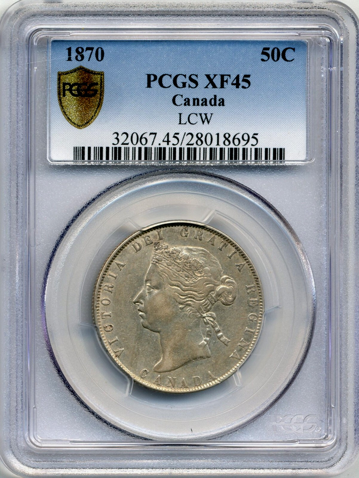 1870 LCW Canada 50 Cents - Choice Extremely Fine, PCGS EF45