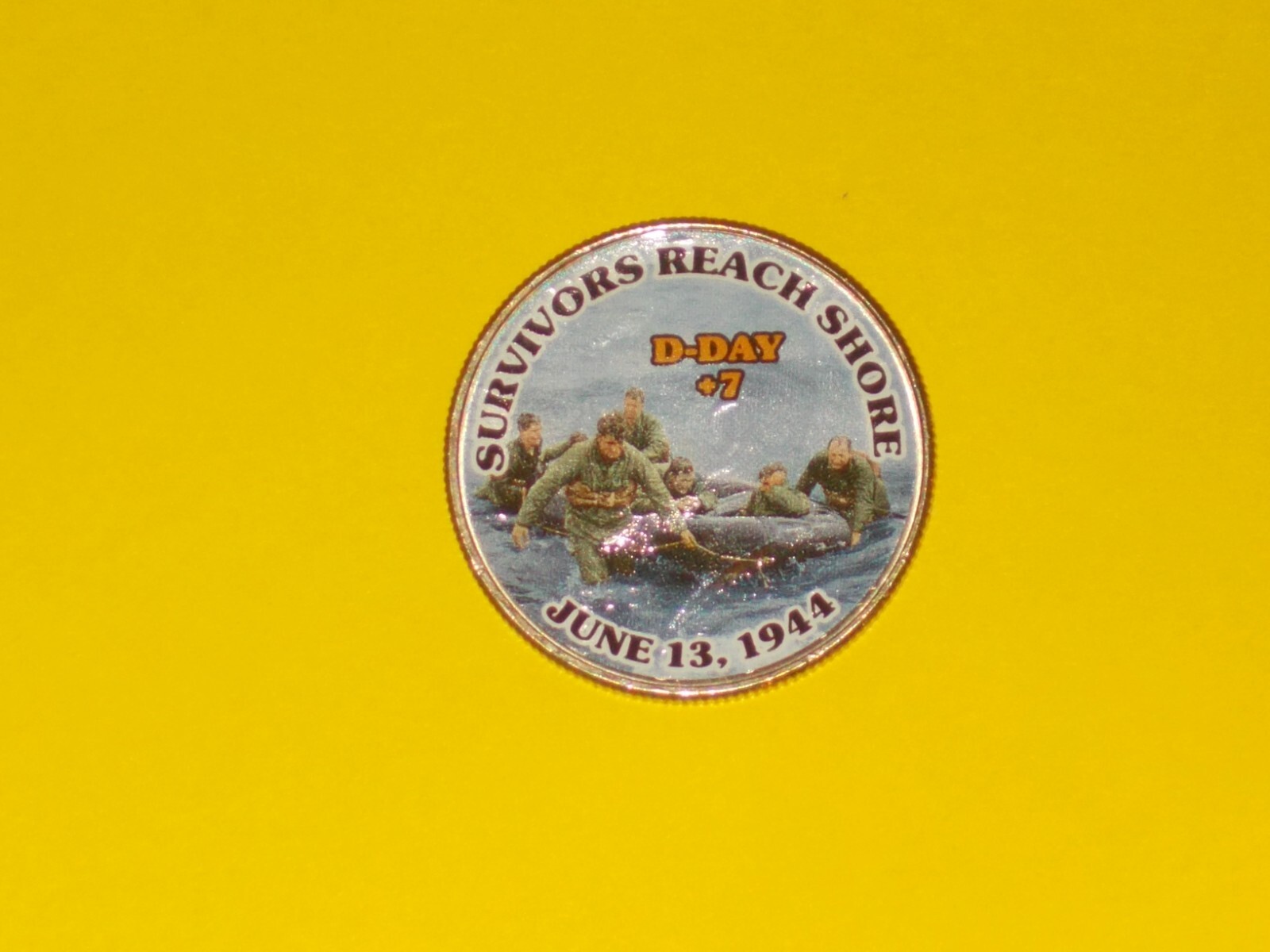 Colorized Kennedy Half Dollar - D Day - Survivors Reach Shore K1018