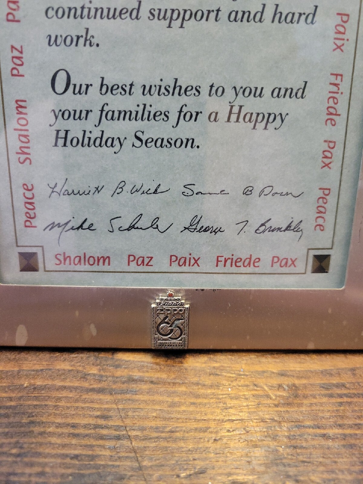 zippo 65th anniversary Employee picture frame.