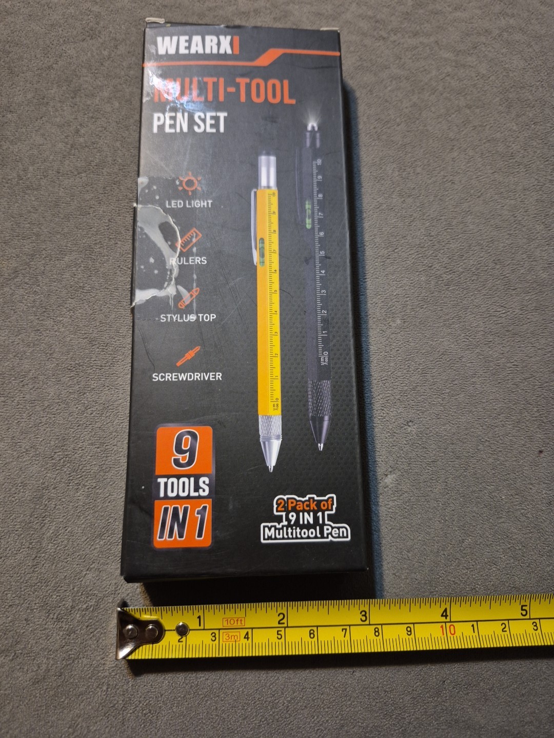 Multi Tool 9 In 1 W/Batteries Pen Stylus Screwdriver Light Level Ruler 2 Pack