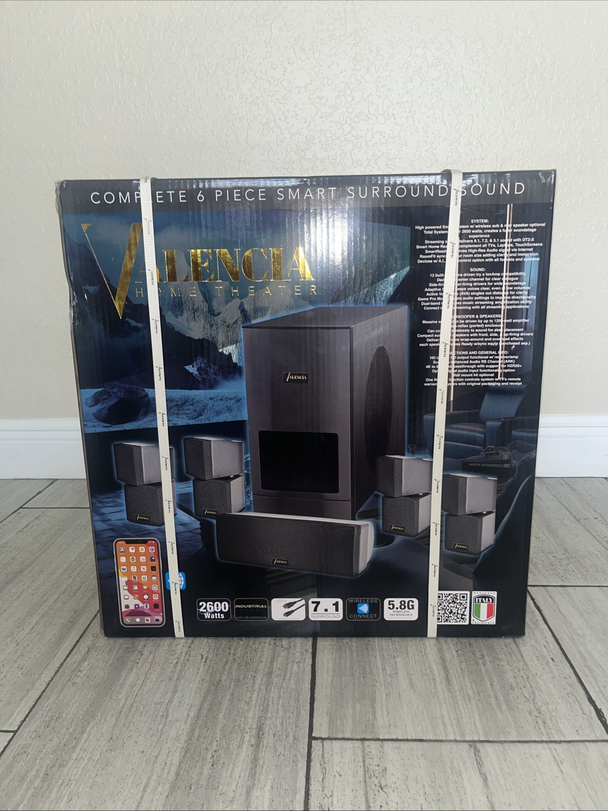 Valencia 2600 Watt 6 Piece Complete Home Theater System New In Box