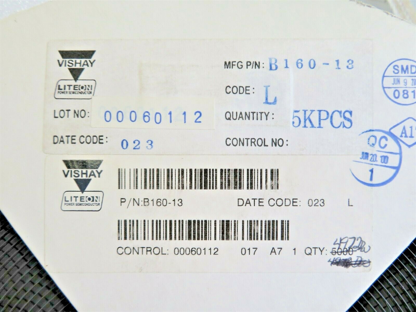 VISHAY/LITE-ON B160-13 SCHOTTKY RECTIFIER DIODE 60V 1A 20-PC LOT