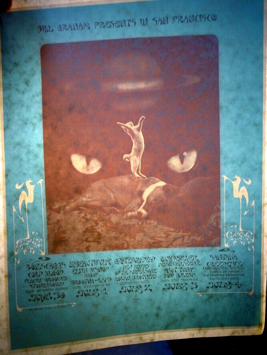 BILL GRAHAM GRATEFUL DEAD SANTANA BOZ VINTAGE 1970's BG IRON ON TRANSFER B-8
