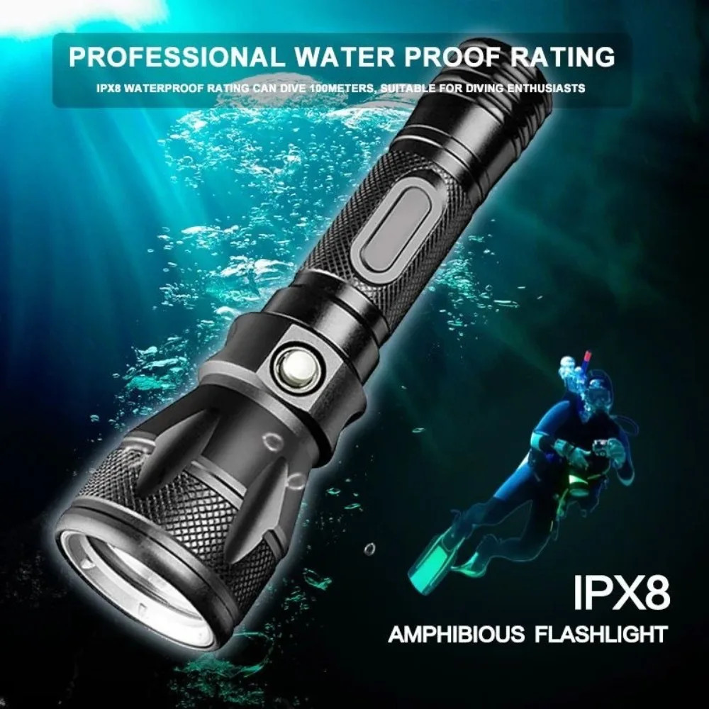 Professional LED Scuba Diving Flashlight Underwater Waterproof Dive Light Torch