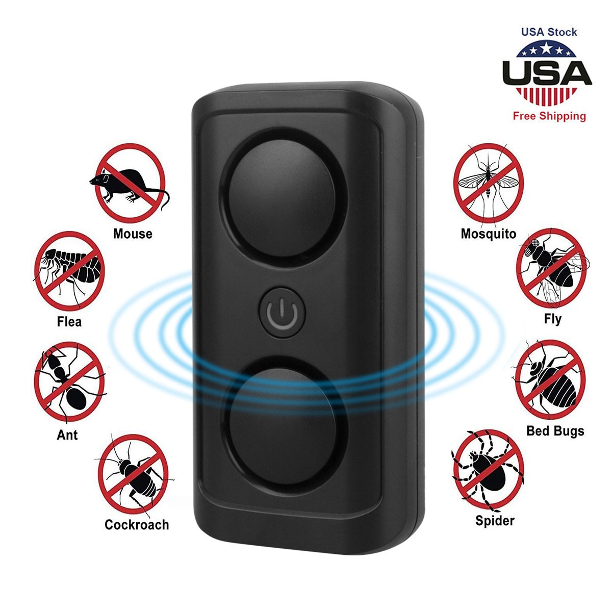 Electronic Ultrasonic Pest Repeller Electromagneti Mouse Rat Spider Roach Killer