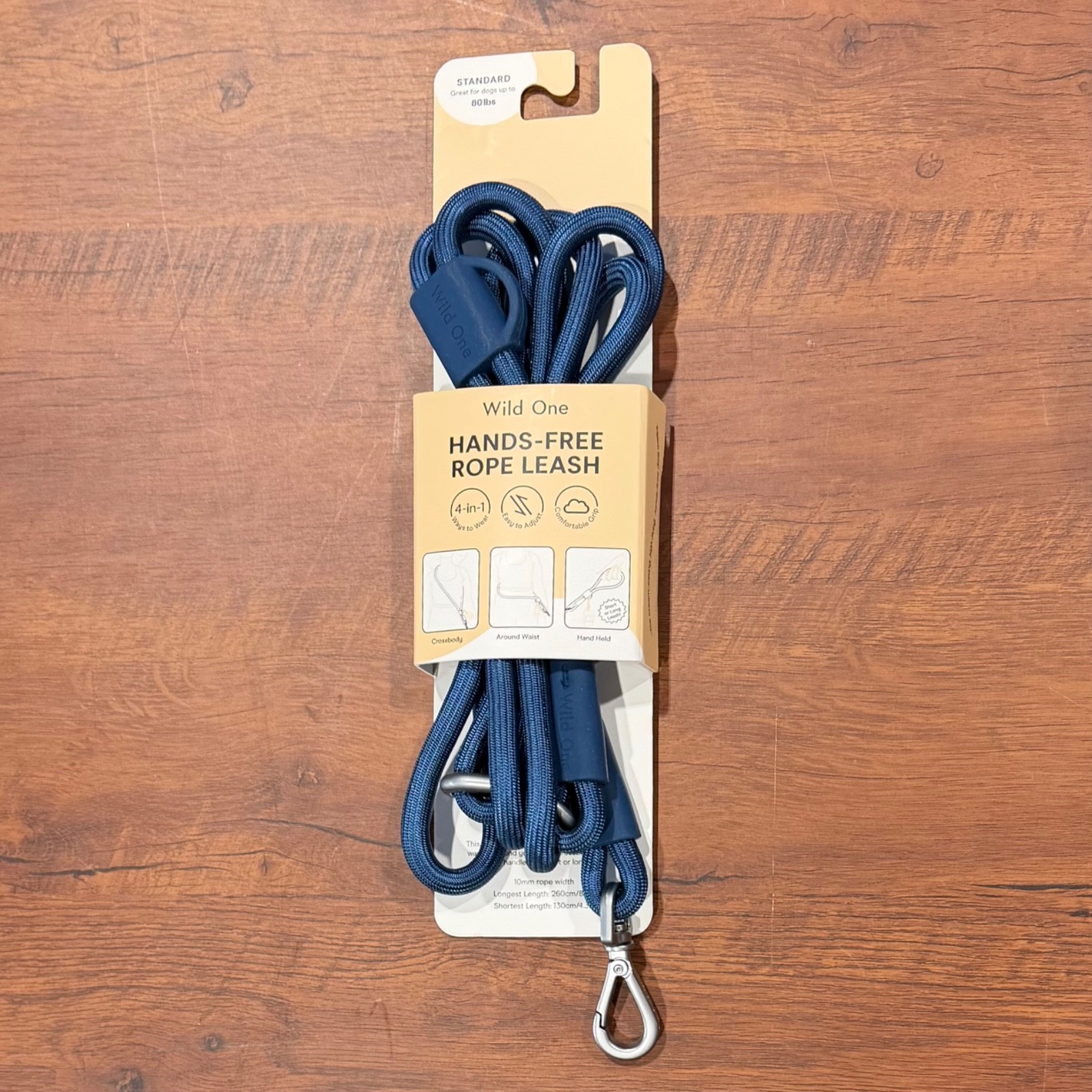 Wild One Adjustable Hands-Free Standard Rope Leash - Navy  BRAND NEW