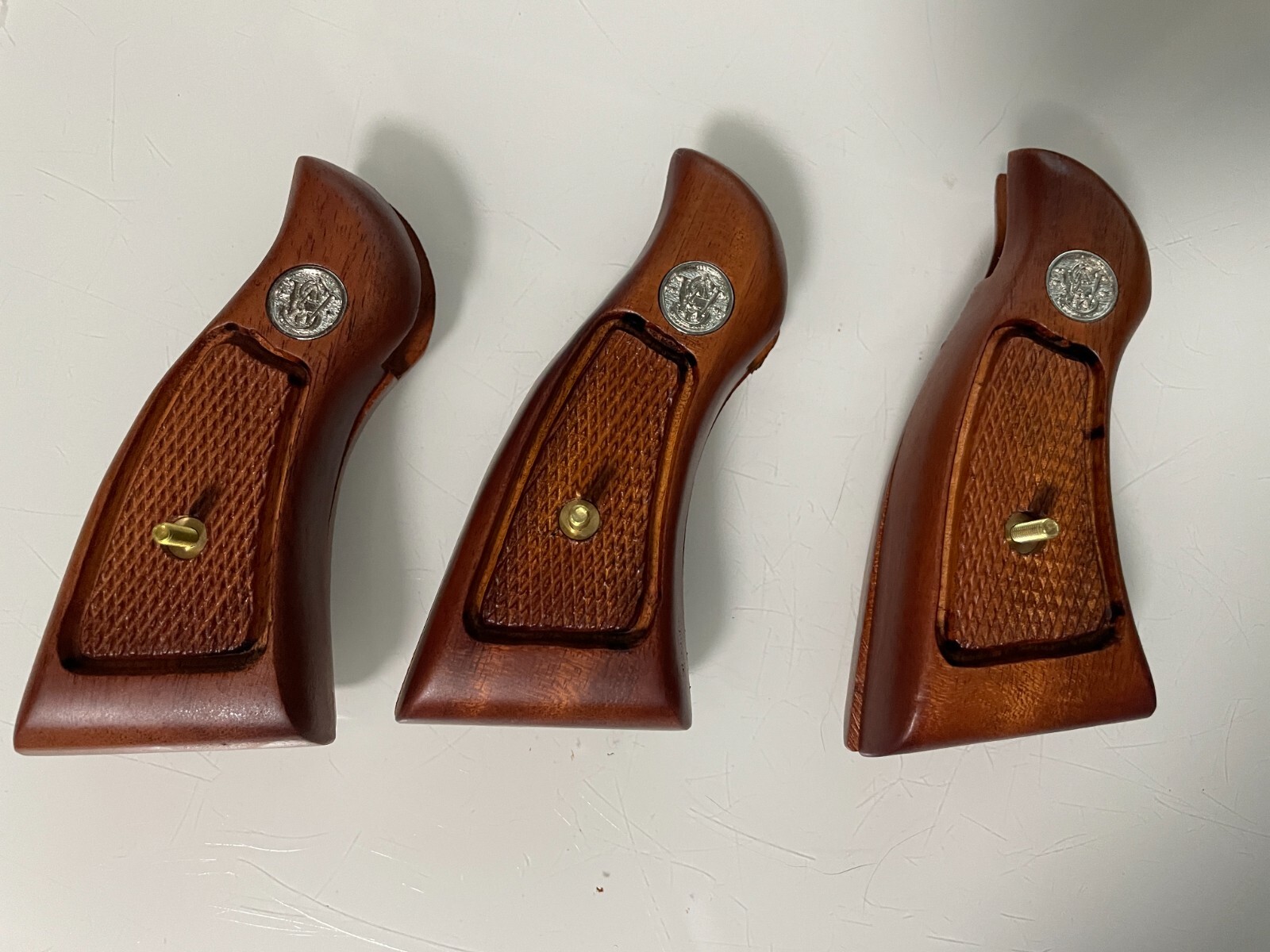 New! Hardwood Grips for S&W K/L frame Square Butt Checker Panel
