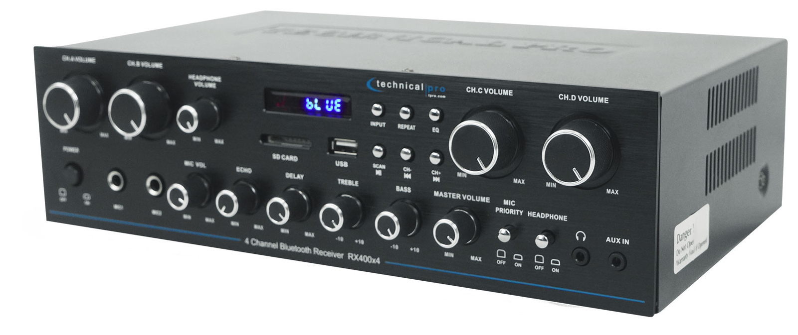 Technical Pro RX4CH Bluetooth Home Receiver Amp+(8) 6.5" Black Ceiling Speakers