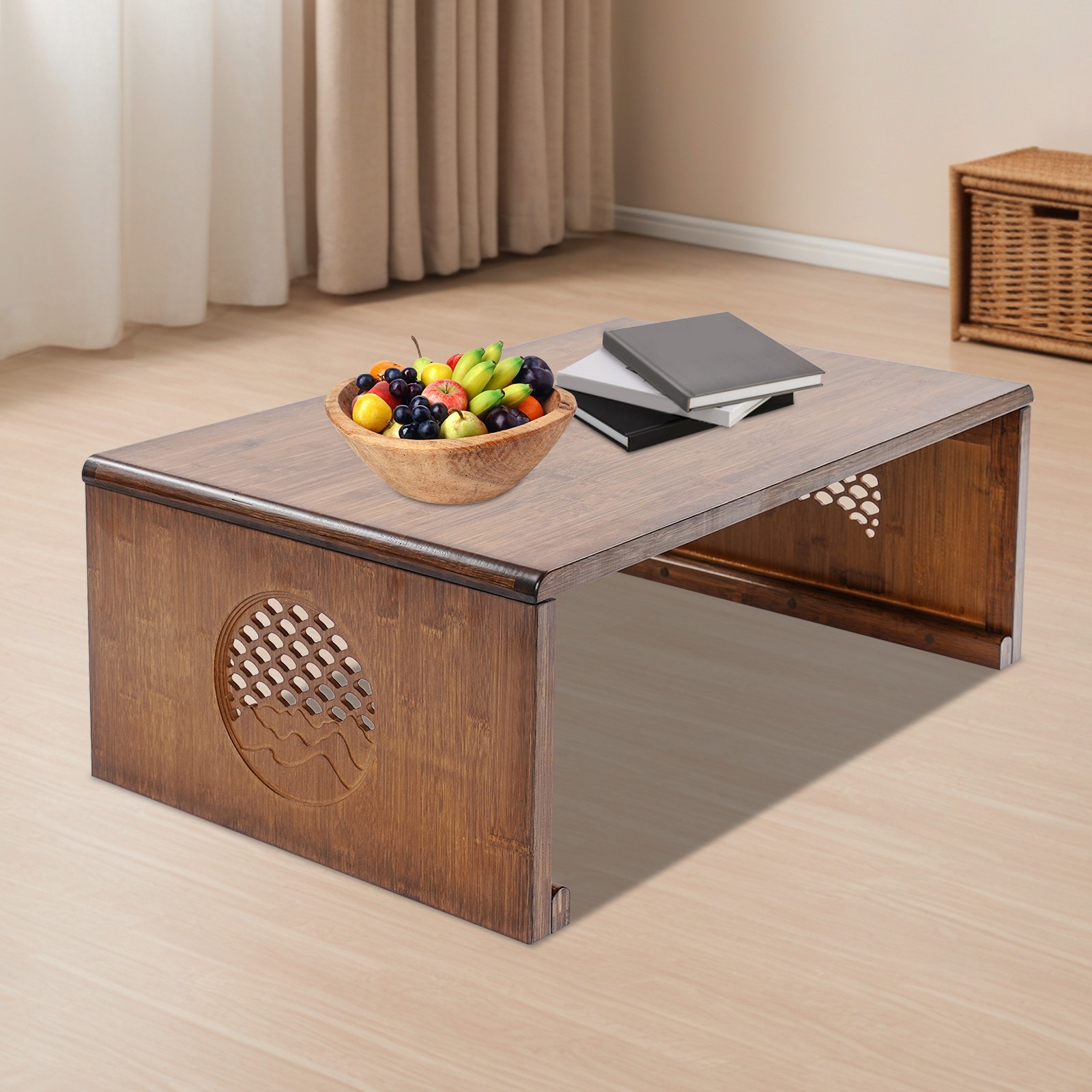 Foldable Floor Low Table Bamboo Coffee Table Tea Table For Living Room Tea Room