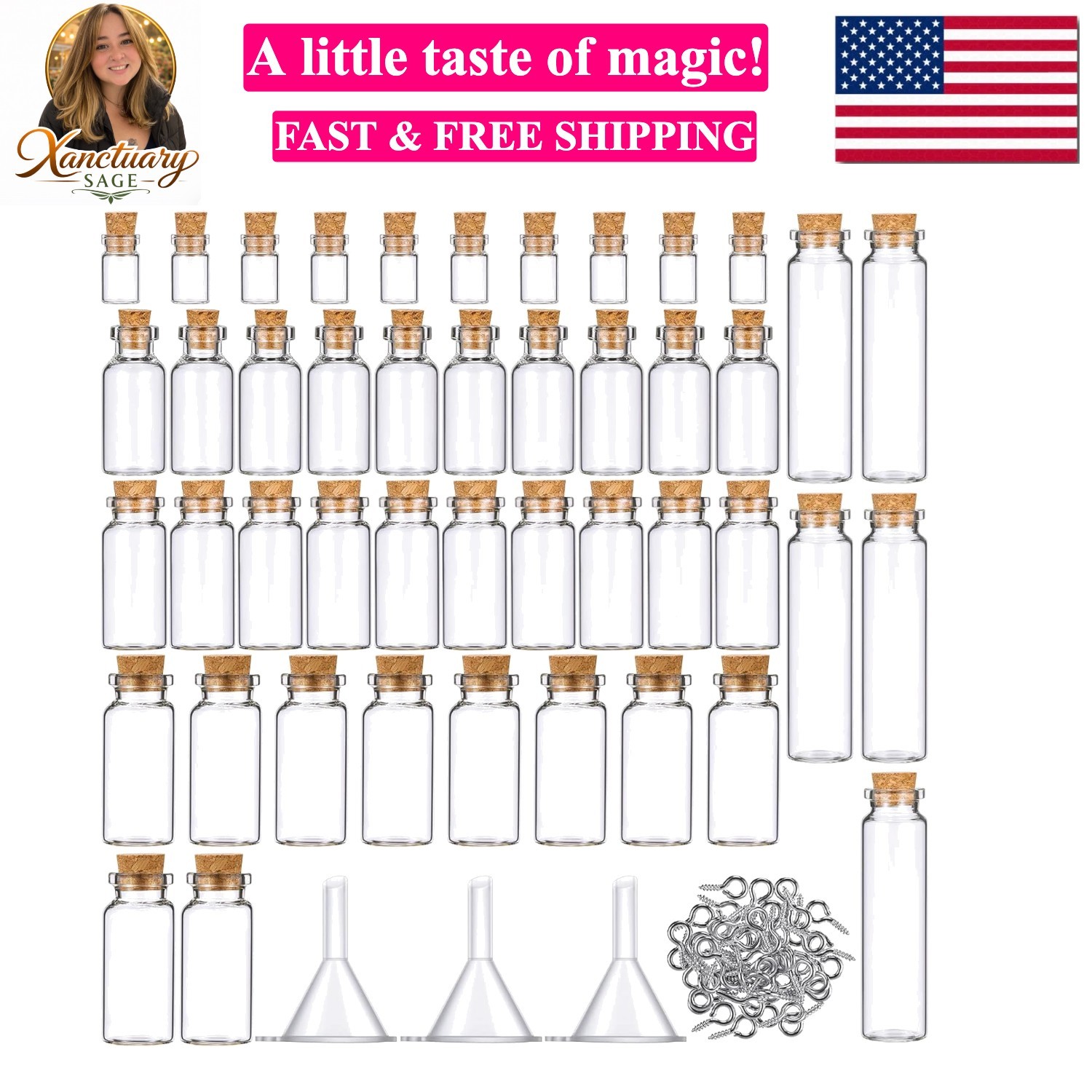 45 Pcs Small Mini Glass Bottles with Cork Stoppers Small Glass Jars with Lids...