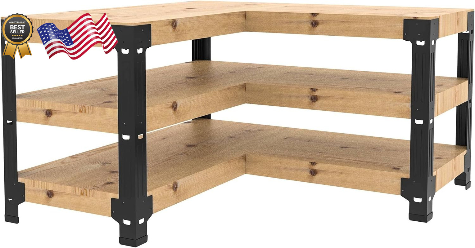 Universal Steel Workbench Kit 5 Legs L Shaped Heavy Duty Work Bench Garage
