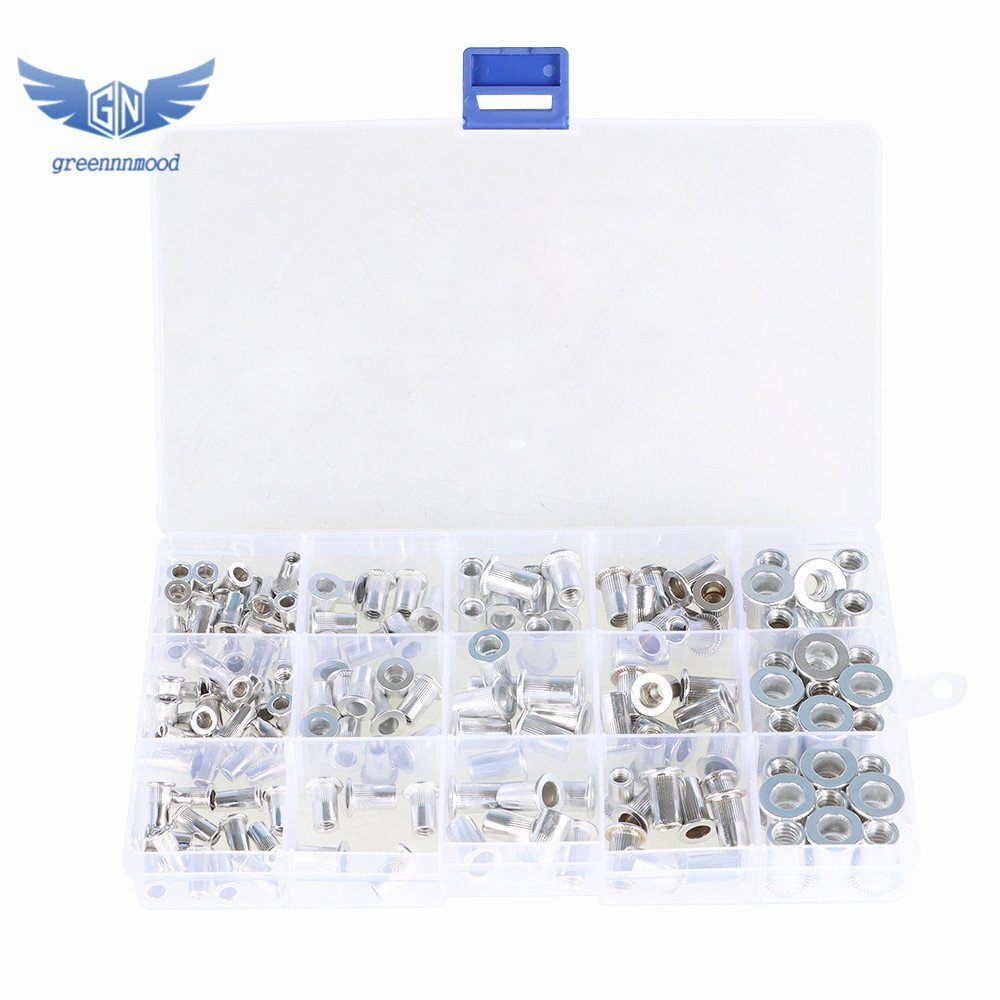 150 Pack Aluminum Rivet Nut Kit Rivnut Nutsert Standard Inch SAE Imperial