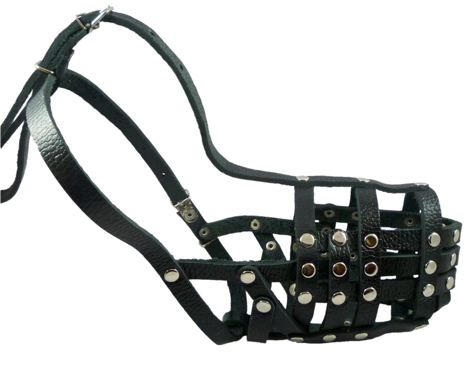 Secure Genuine Leather Basket Dog Muzzle Doberman 11.5"-5" snout size