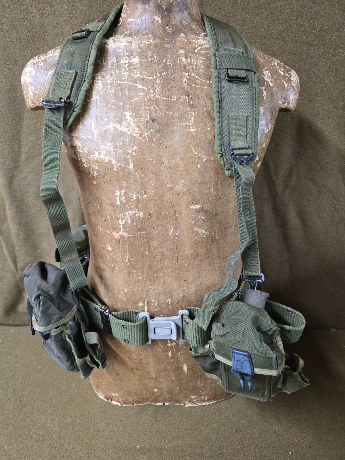 Vintage US Army LC-2 Equipment Belt, Suspenders, and Pouches Set