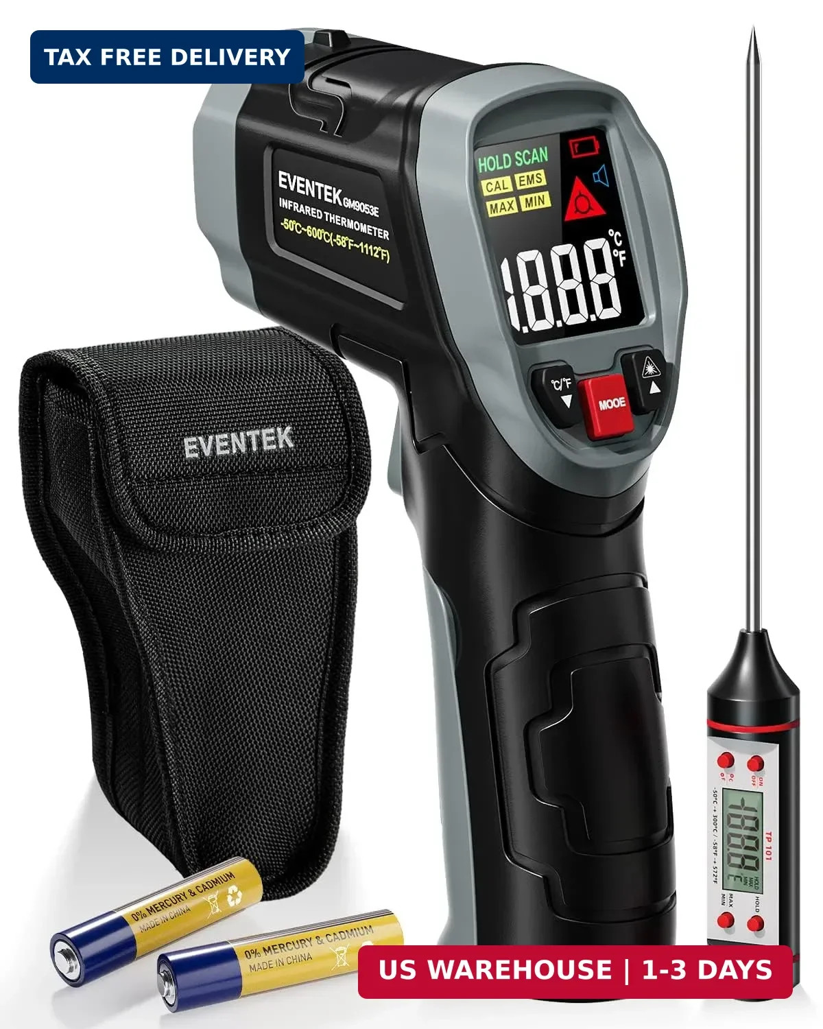 Eventek Infrared Thermometer Gun, [3 in 1] -58°F~1112°F (-50°C~600°C) Digital La