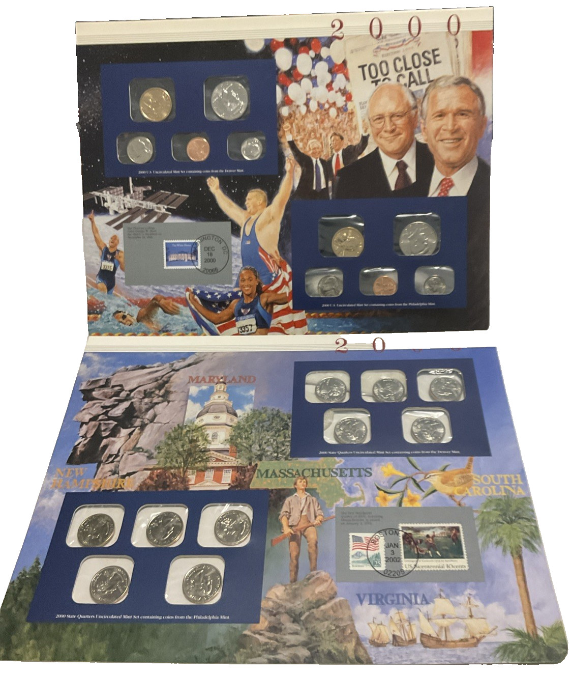 2000 Uncirculated Mint Sets Postal Commemorative Society Coin & Stamps