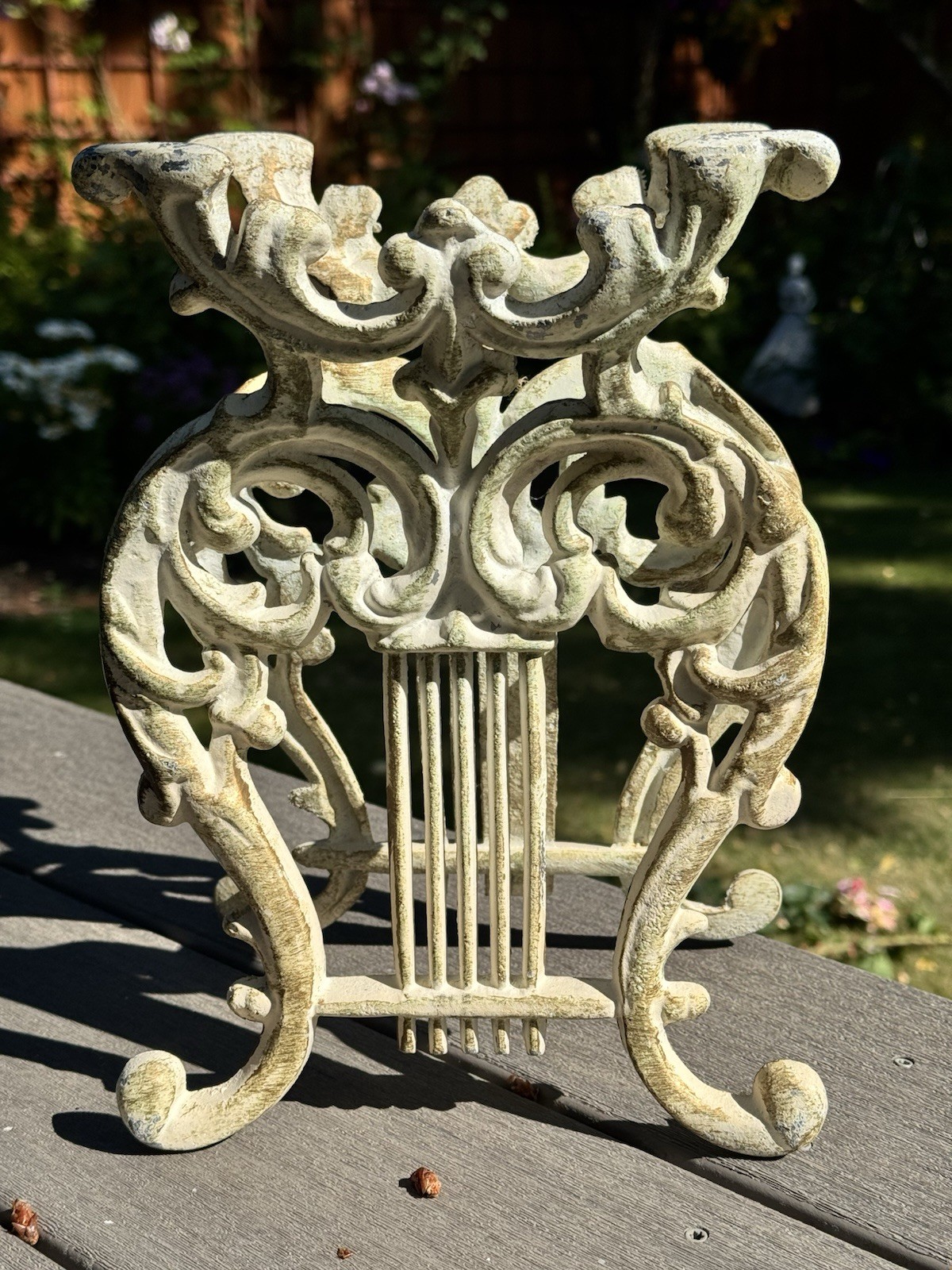 Vintage Lyre Harp Music Stand Piano Topper Music Book Holder Solid Metal