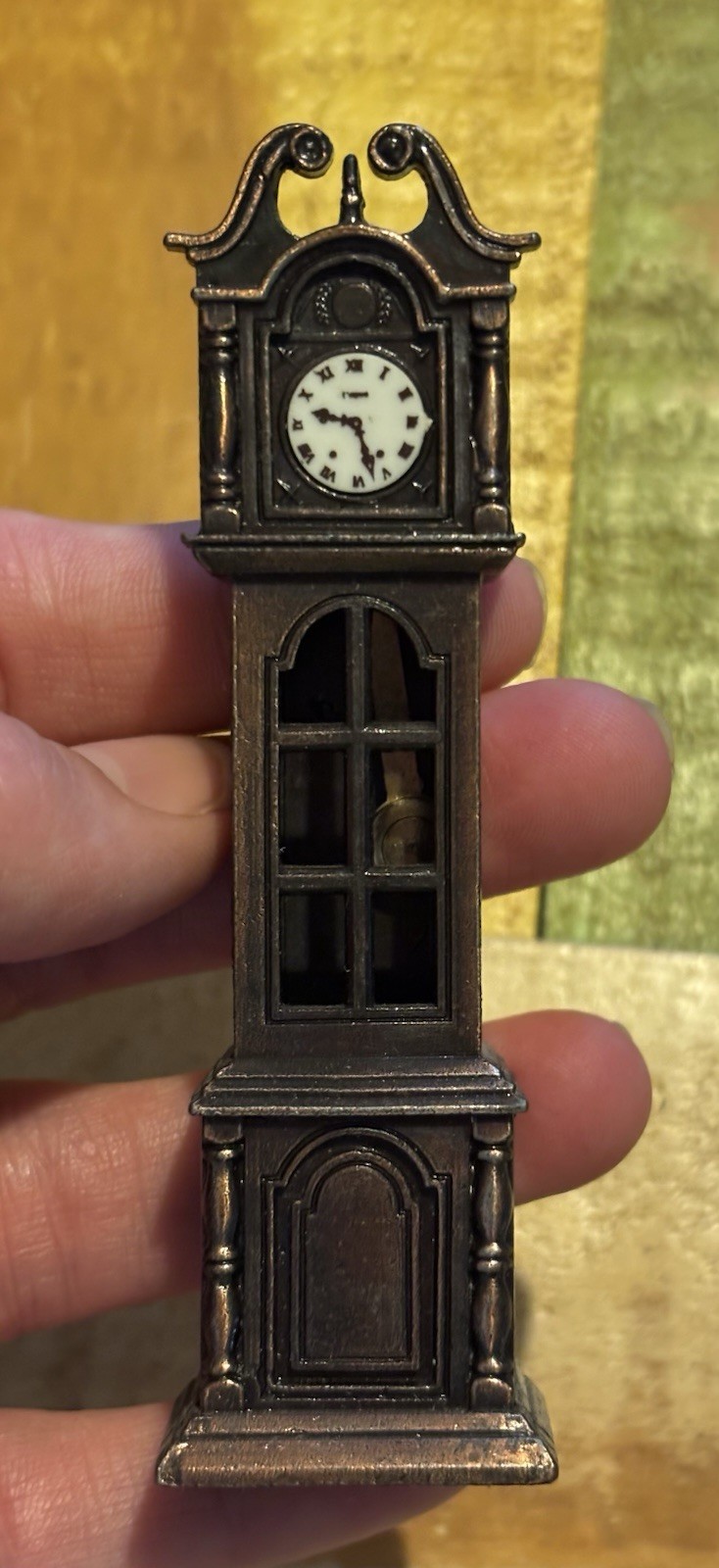 Vintage Hong Kong Die Cast Miniature Grandfather Clock Pencil Sharpener